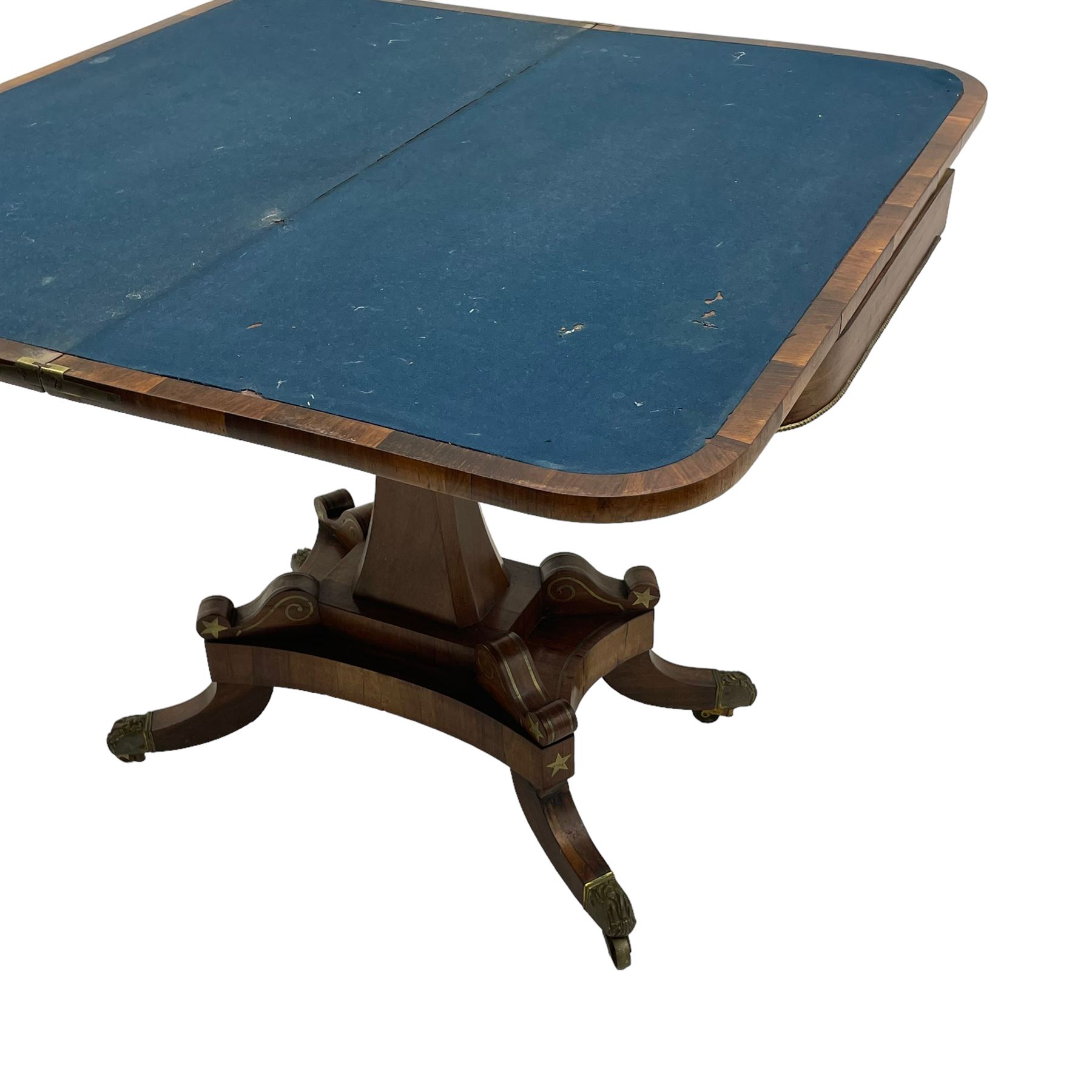 Regency rosewood and brass inlaid card table - Image 12 of 15