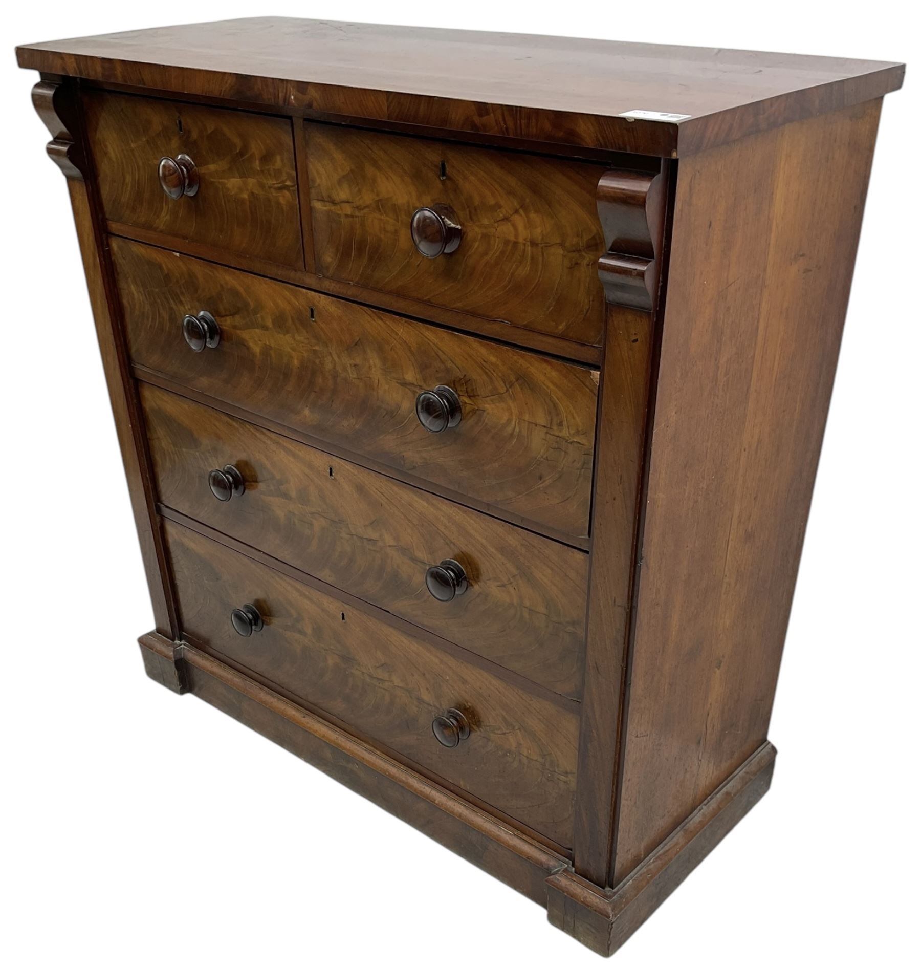 Victorian figured mahogany straight-front chest - Image 6 of 8