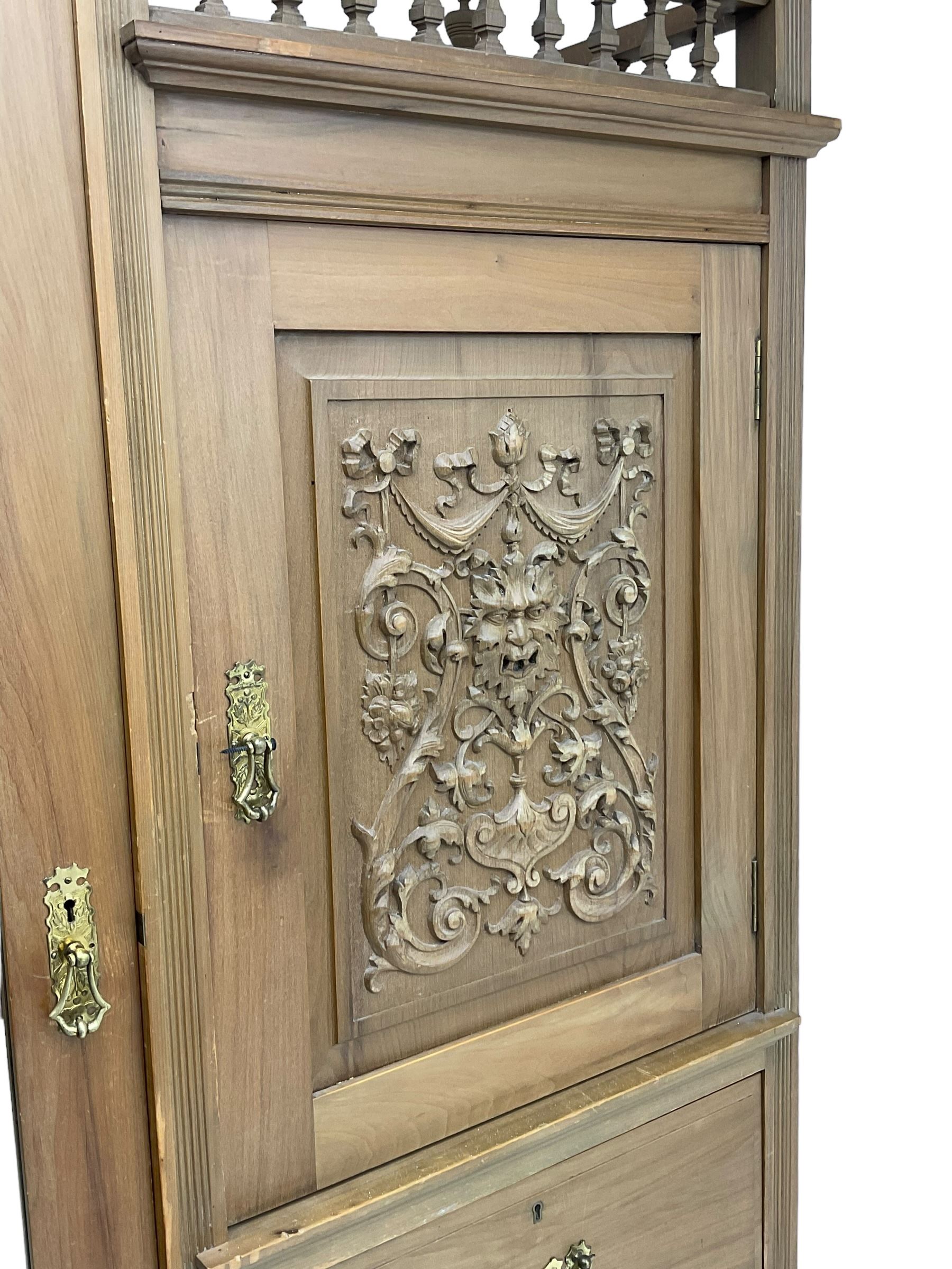 Late Victorian satin walnut compendium wardrobe - Image 6 of 11