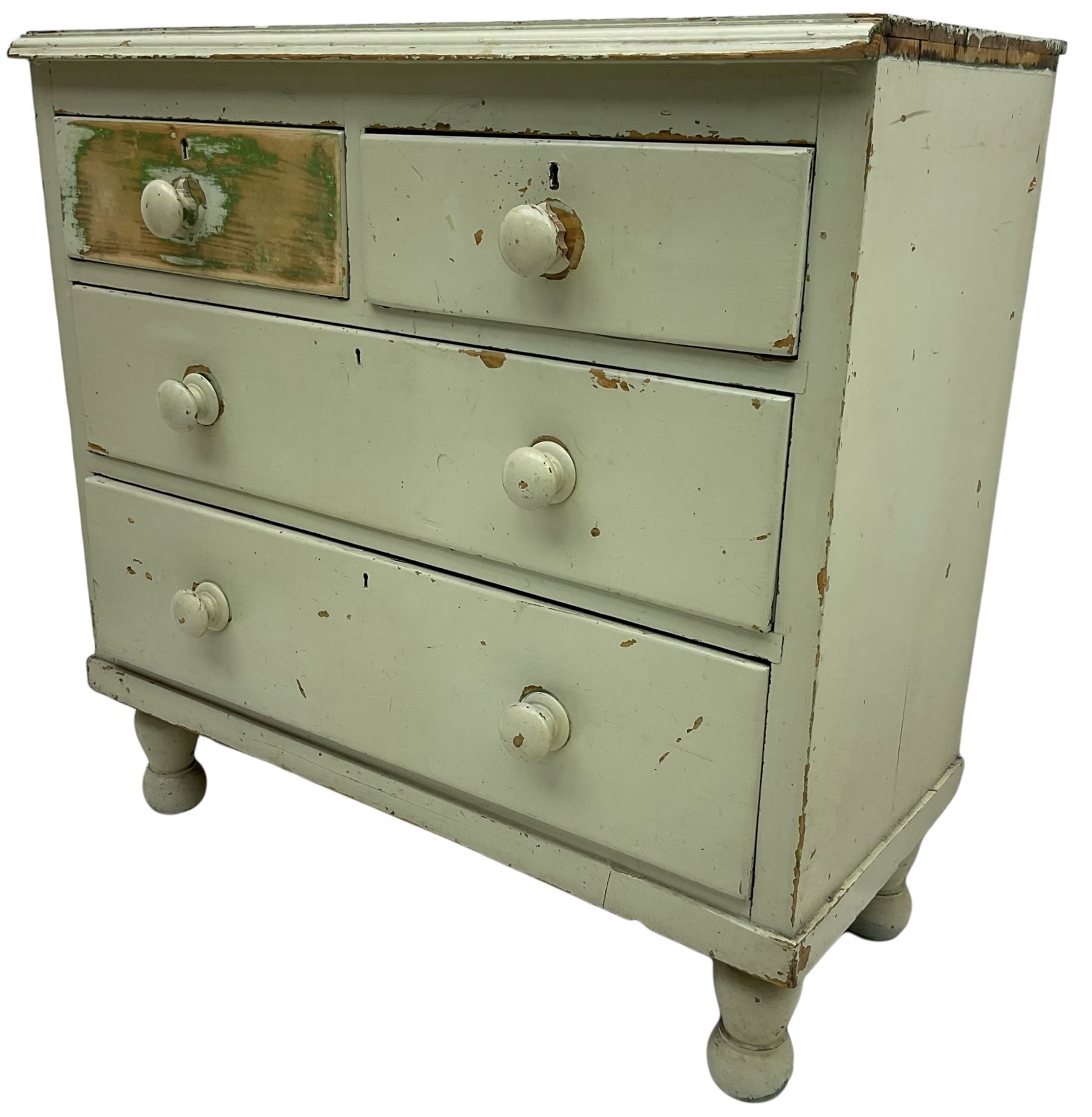 Victorian painted pine chest - Image 5 of 6