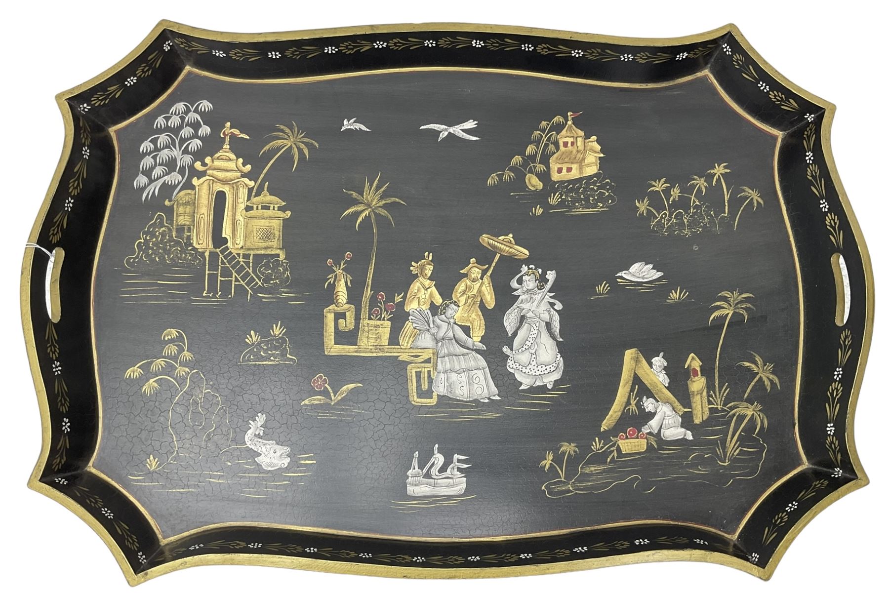 19th century design Chinoiserie style lacquered tray - Image 5 of 5