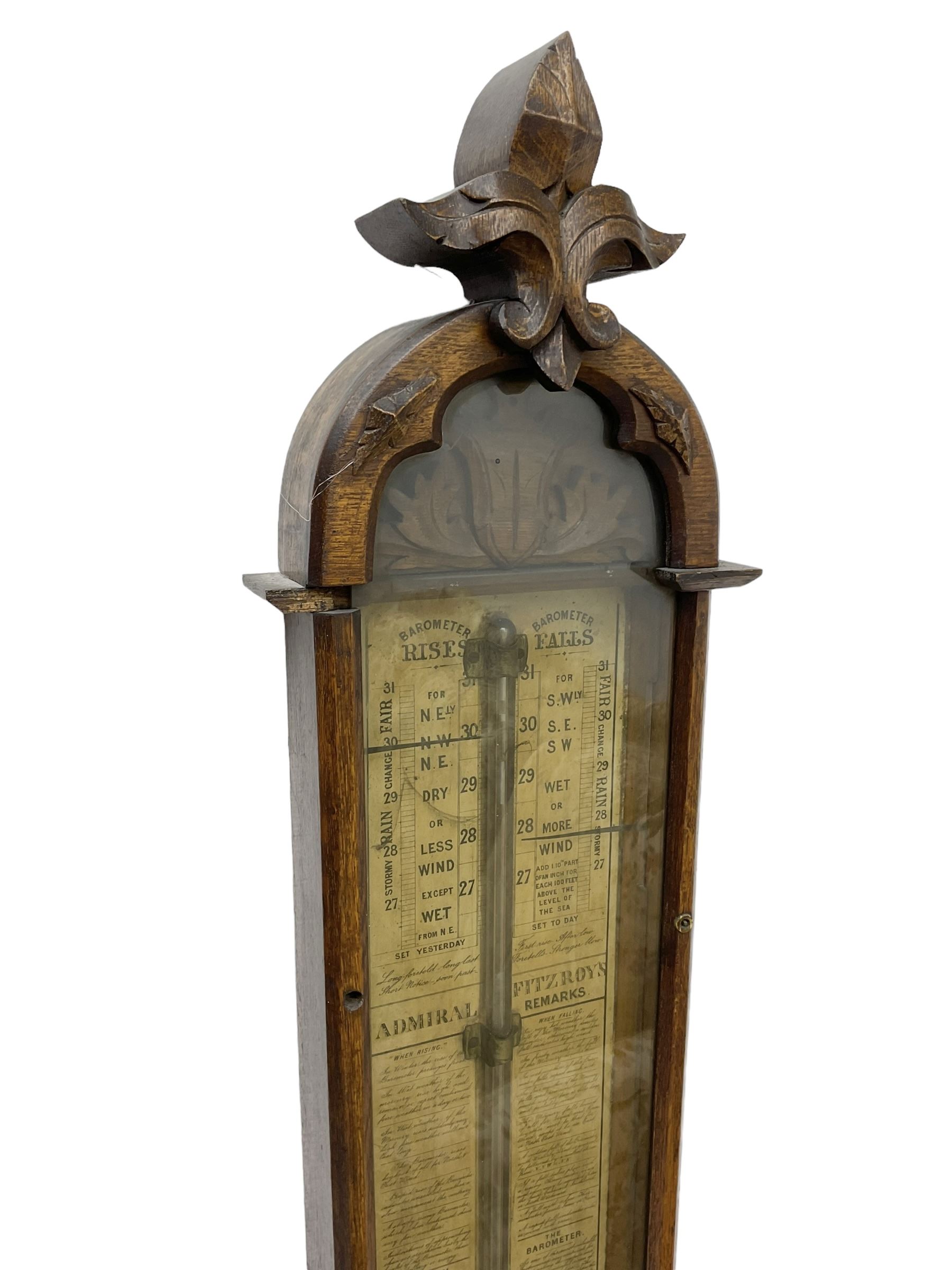 Admiral Fitzroy mercury barometer - in a late 19th century fully glazed oak case c1870 - Image 5 of 5