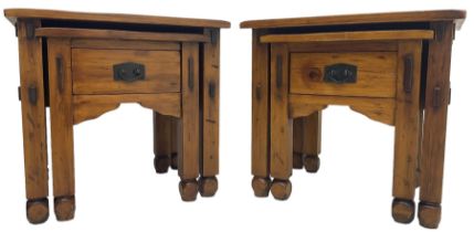 Pair of hardwood nesting lamp tables