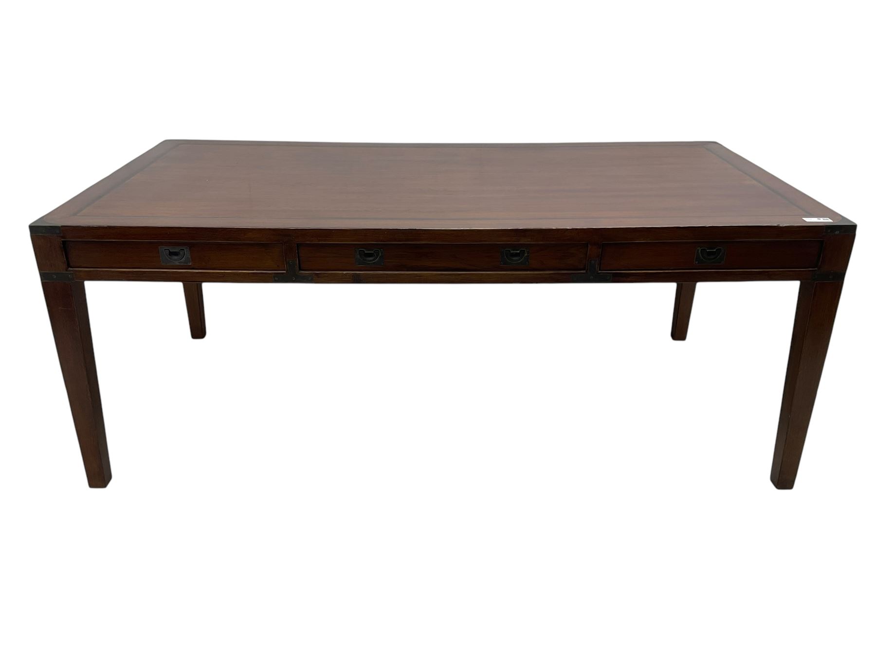 20th century military campaign design oak office or dining table - Image 5 of 5