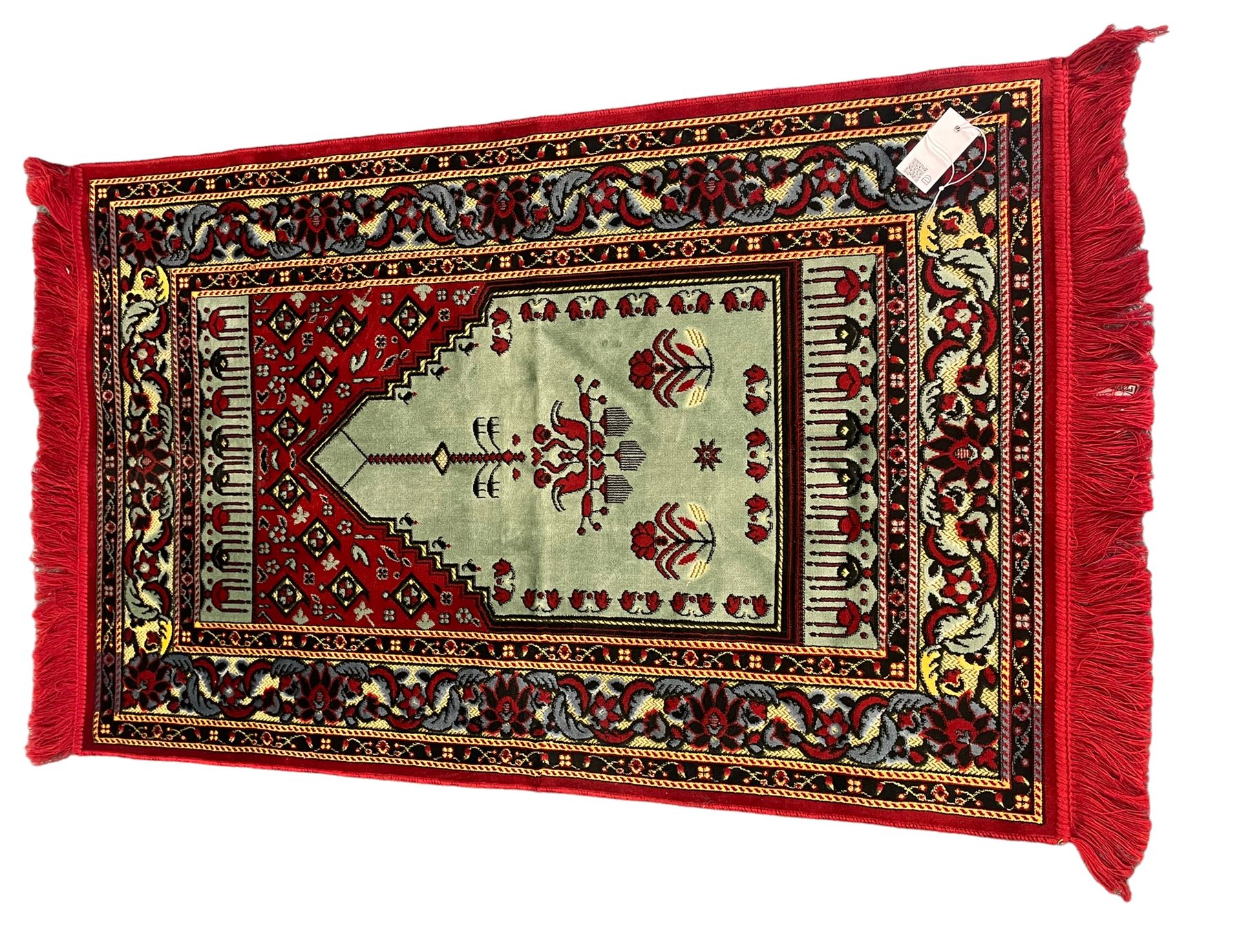 Turkish crimson and light blue ground prayer rug - Image 5 of 6