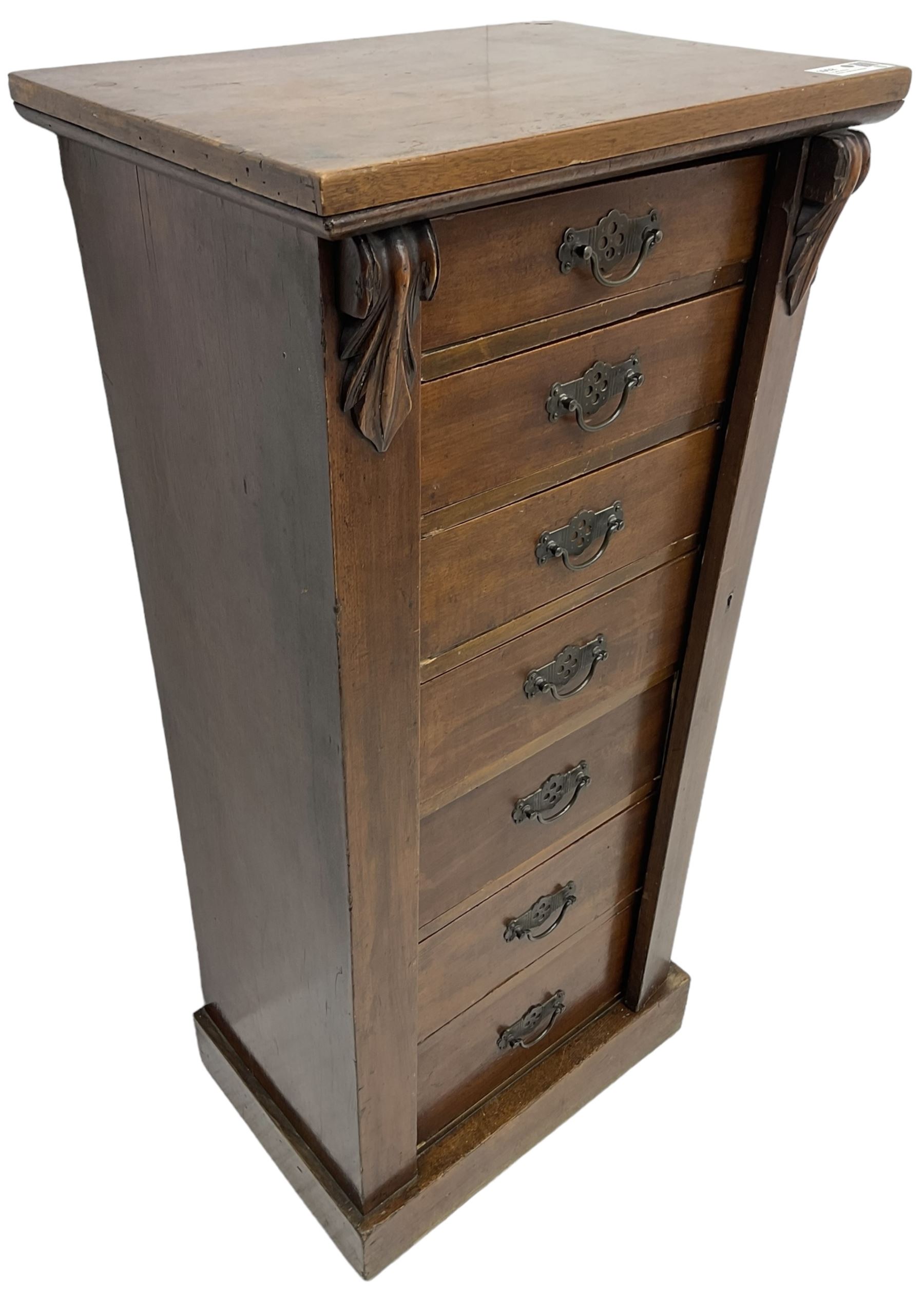 Late Victorian walnut Wellington chest - Image 2 of 6