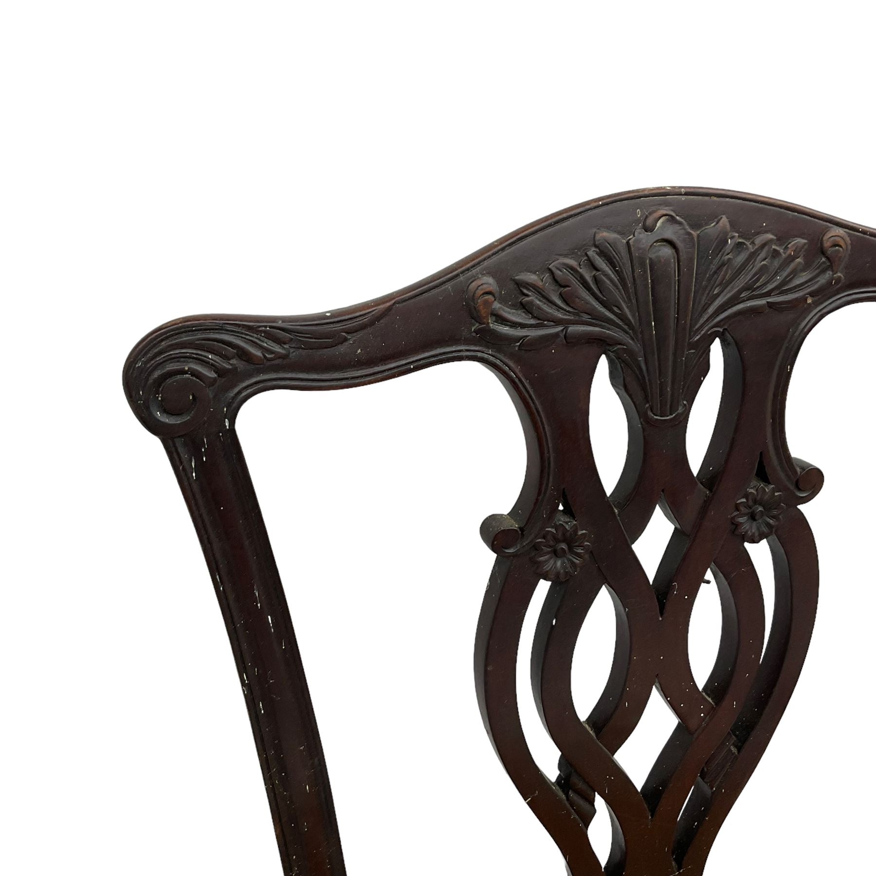 Set of eight (6+2) early 20th century Chippendale design mahogany dining chairs - Image 12 of 14