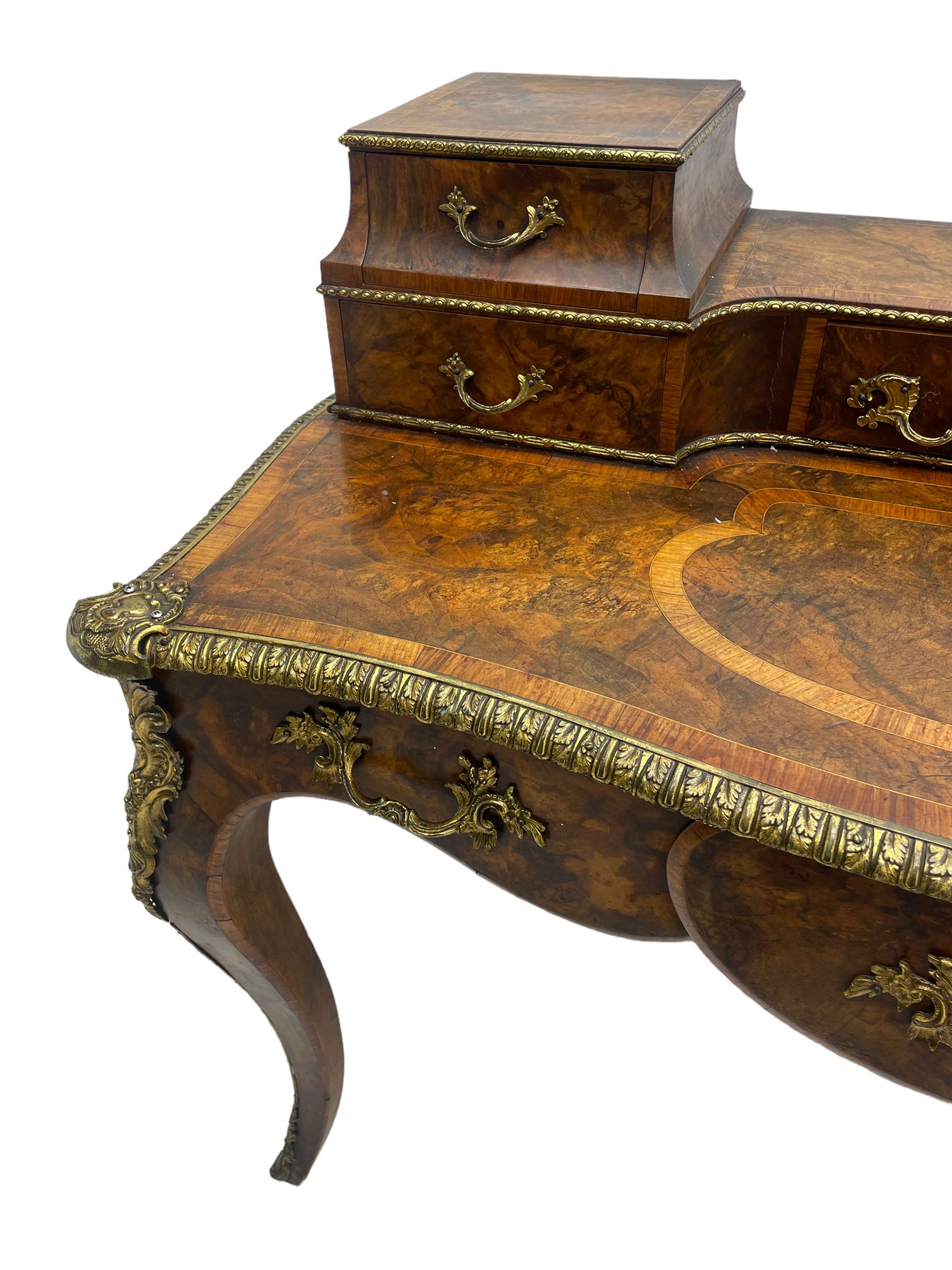 Late 19th to early 20th century French figured walnut writing desk - Image 3 of 13