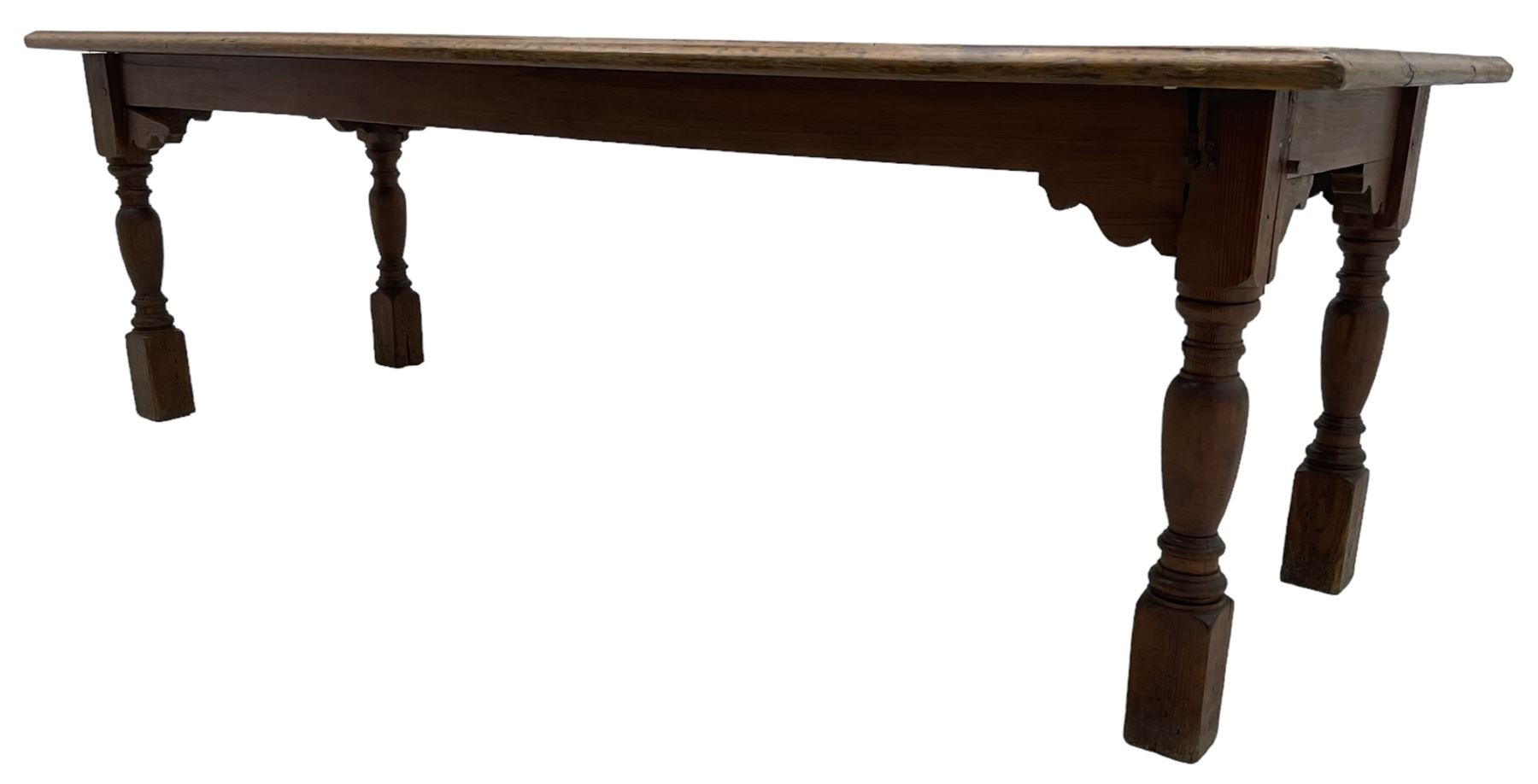 Large Victorian pitch pine farmhouse table - Image 5 of 6