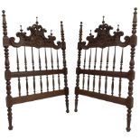 Pair of Spanish carved hardwood headboards