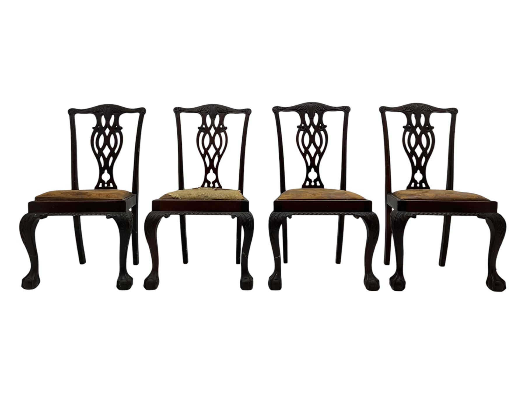 Set of eight (6+2) early 20th century Chippendale design mahogany dining chairs - Image 14 of 14