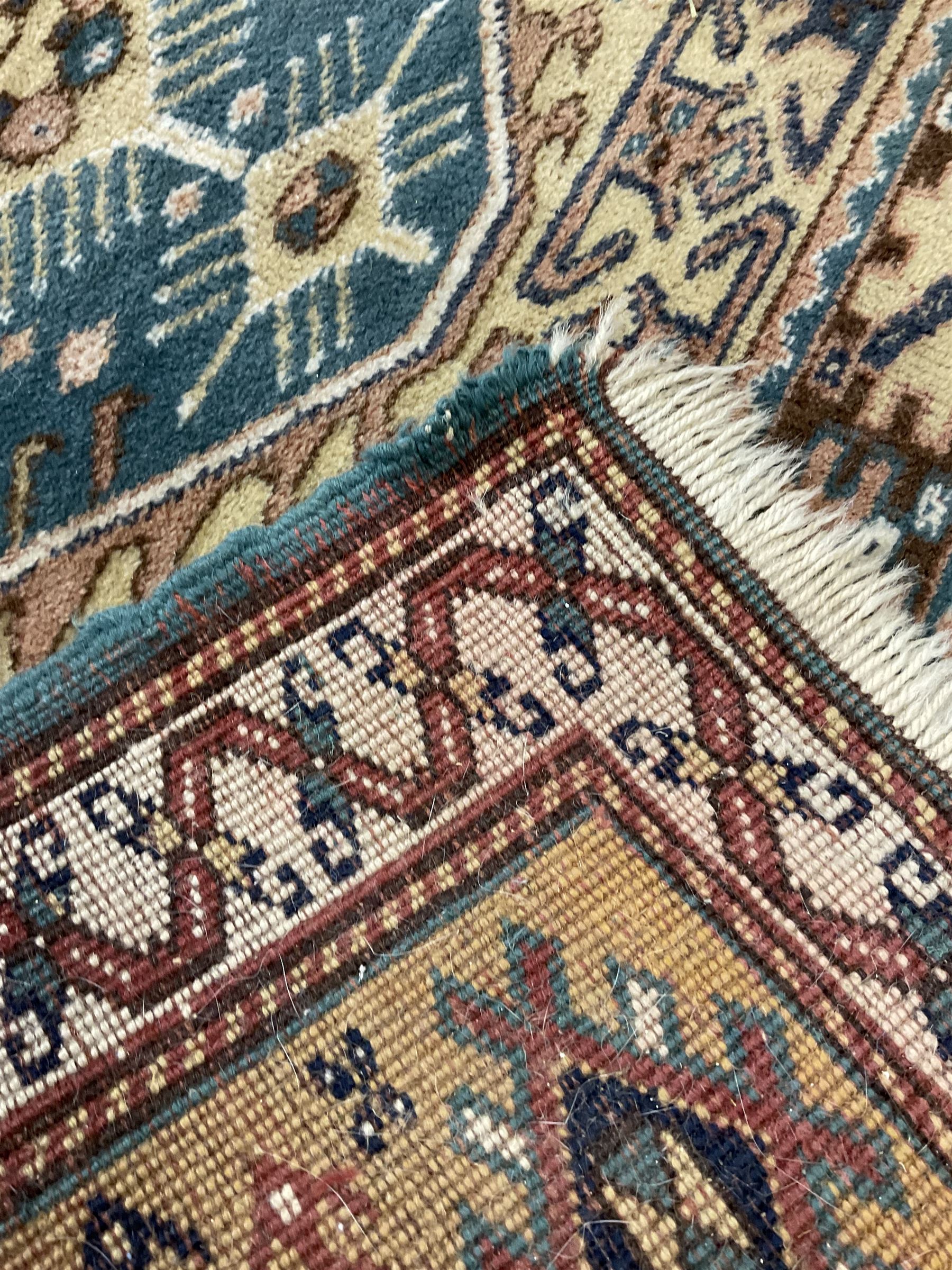 Small Persian red and blue ground rug (115cm x 88cm); and a Persian beige ground rug with two elonga - Image 11 of 12