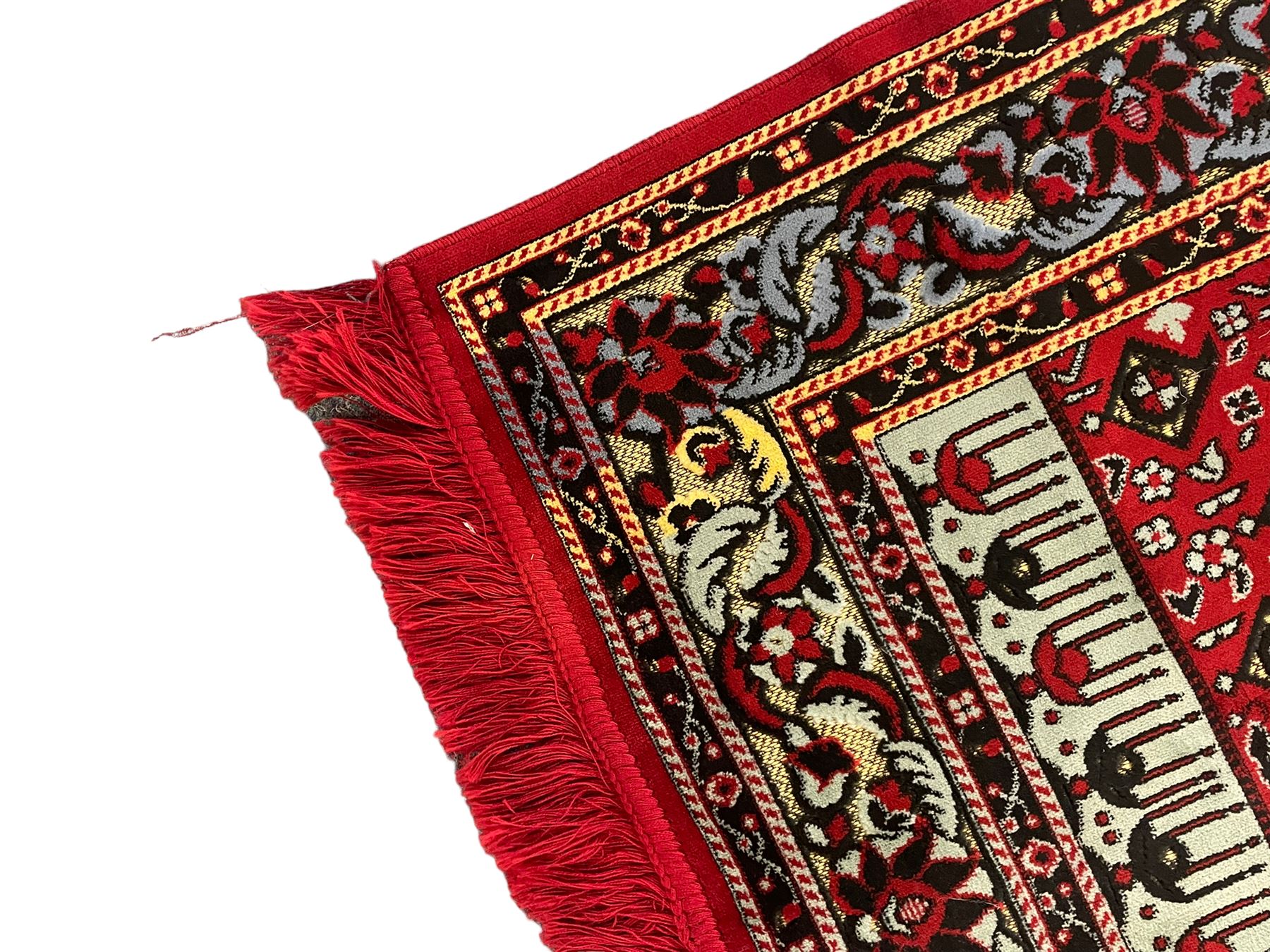 Turkish crimson and light blue ground prayer rug - Image 3 of 6