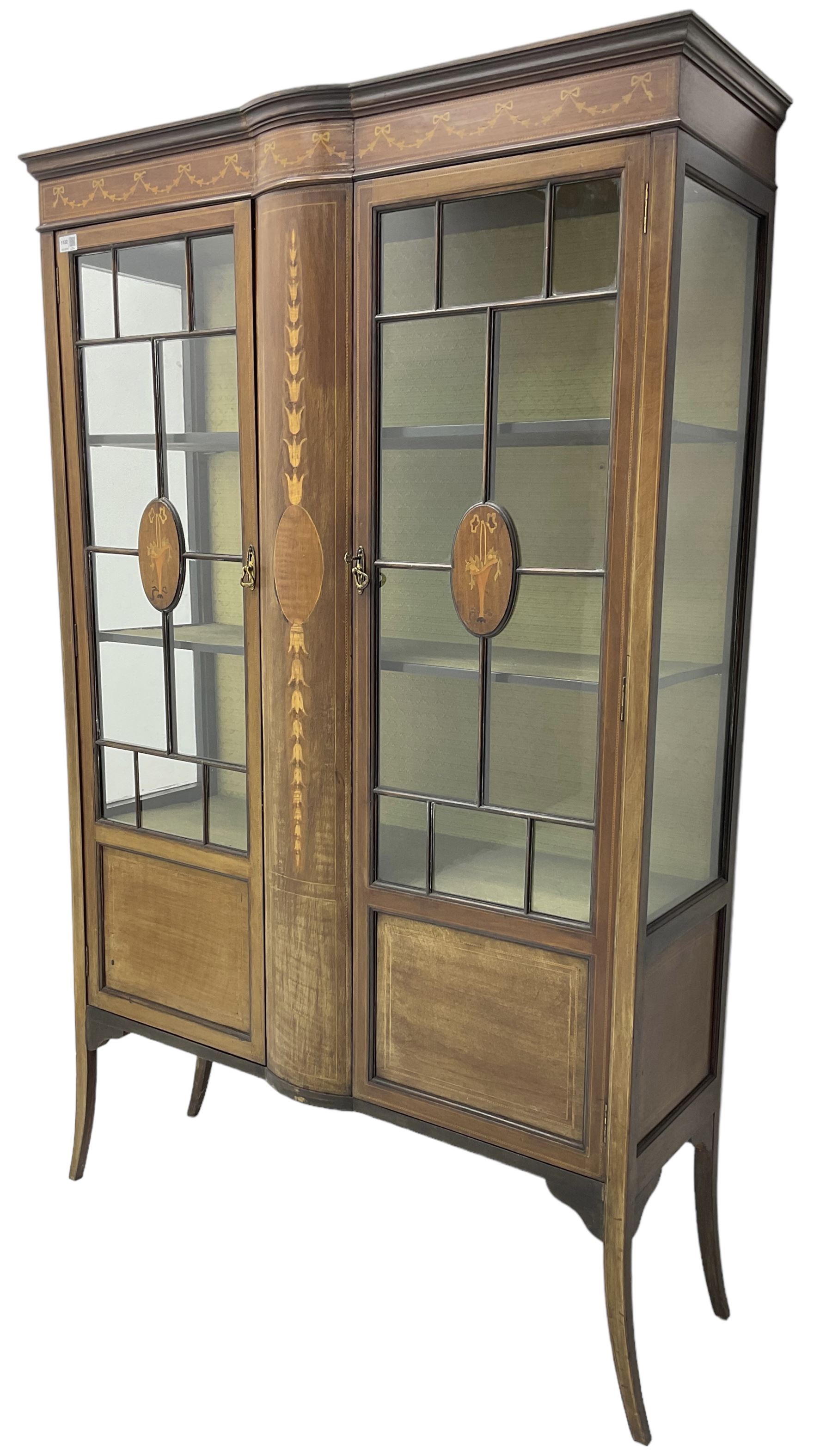 Edwardian inlaid mahogany display cabinet - Image 7 of 9