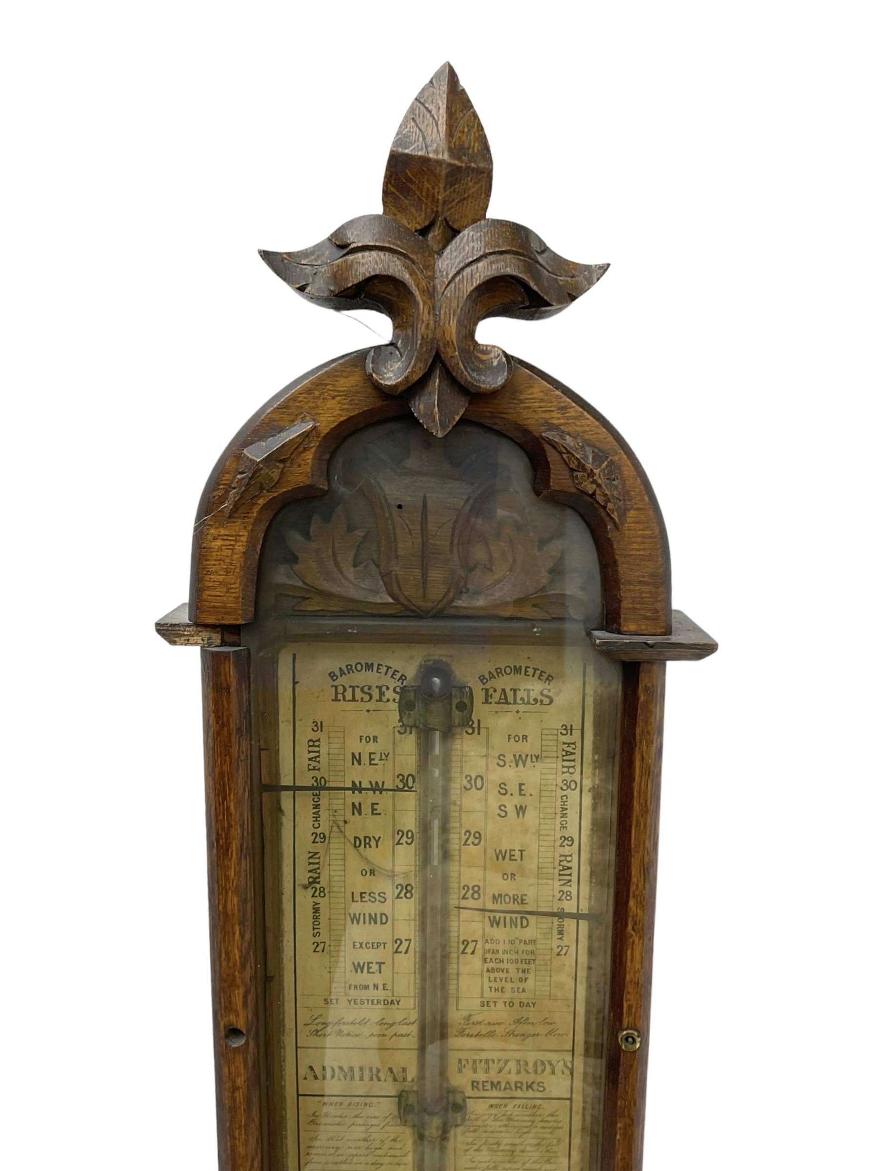 Admiral Fitzroy mercury barometer - in a late 19th century fully glazed oak case c1870 - Image 4 of 5