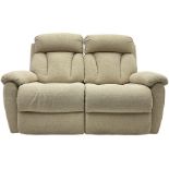 La-Z-boy - two-seat manual reclining sofa upholstered in neutral beige fabric