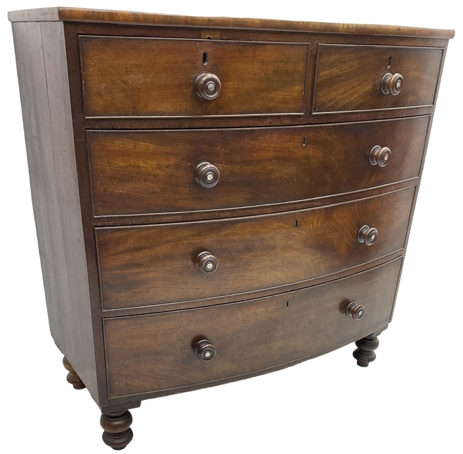 Victorian mahogany bow-front chest - Image 7 of 7