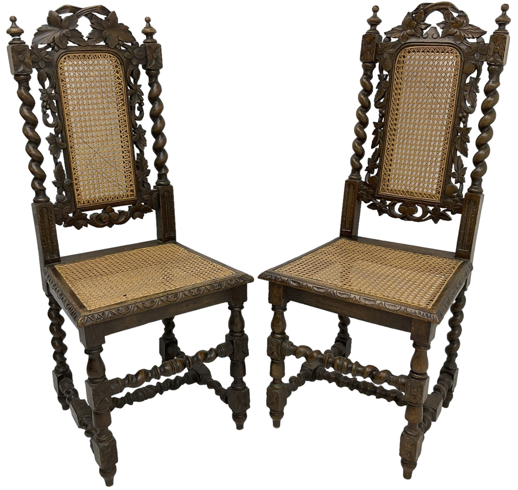 Pair of Victorian Gothic Revival carved oak chairs - Image 4 of 5