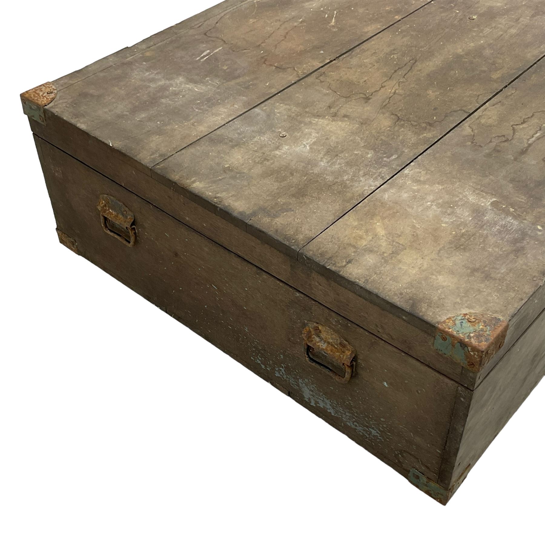 Large 19th century wooden touring trunk - Image 6 of 7