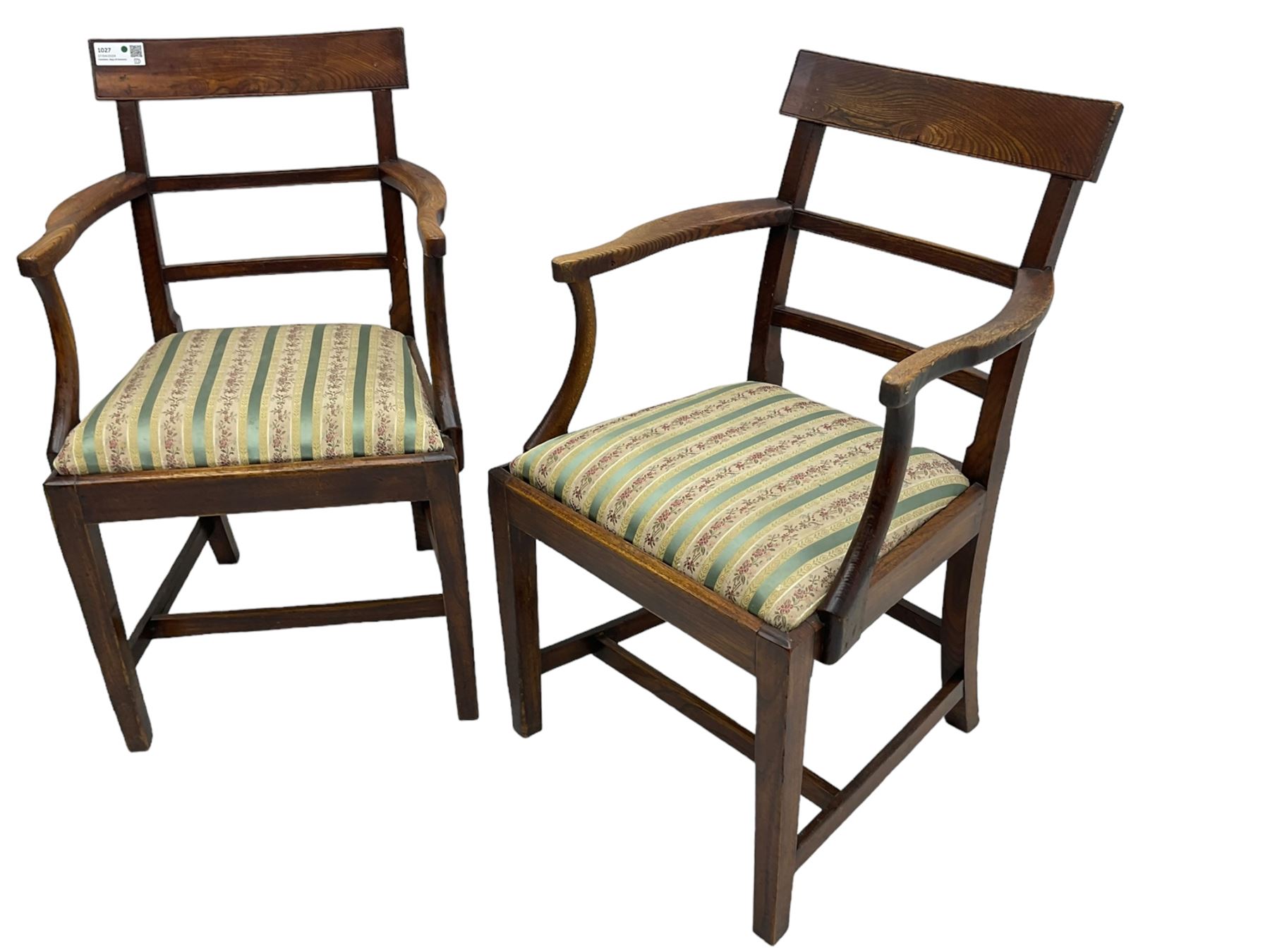 Pair of 19th century elm elbow chairs - Image 3 of 7