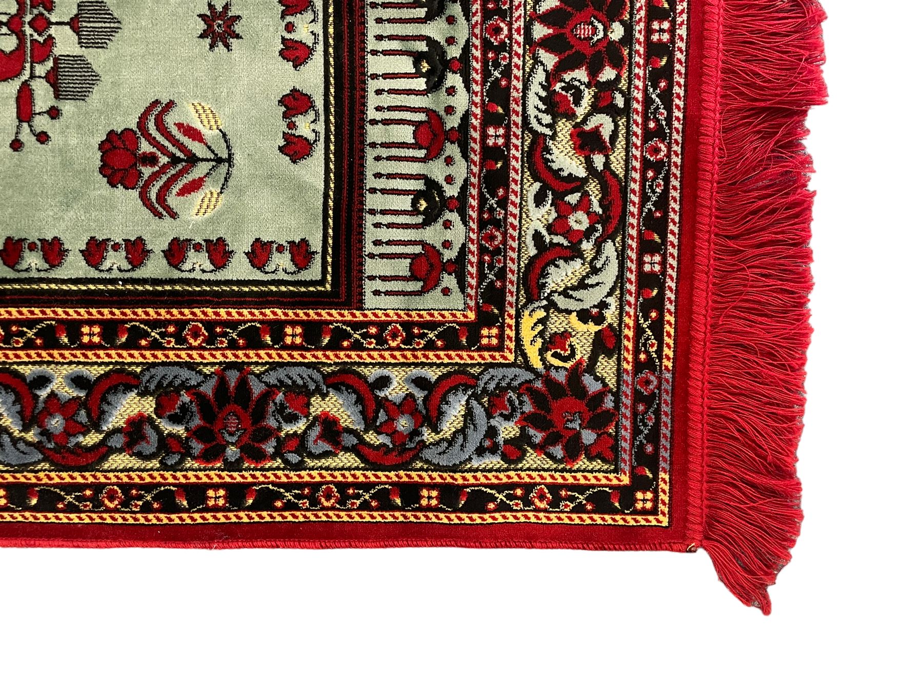 Turkish crimson and light blue ground prayer rug - Image 4 of 6