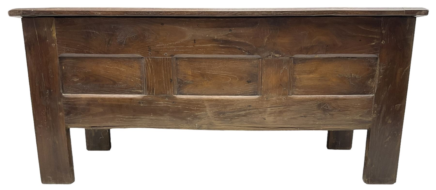 Large 18th century oak coffer or chest - Image 2 of 9