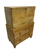 19th century camphor wood and pine chest on chest