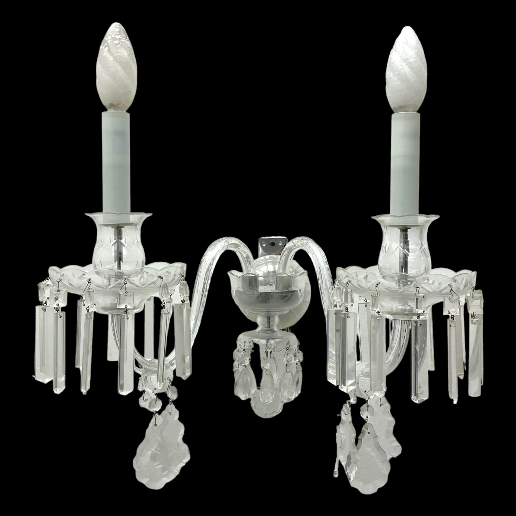 Pair of cut glass two branch wall sconce candelabras - Image 3 of 10