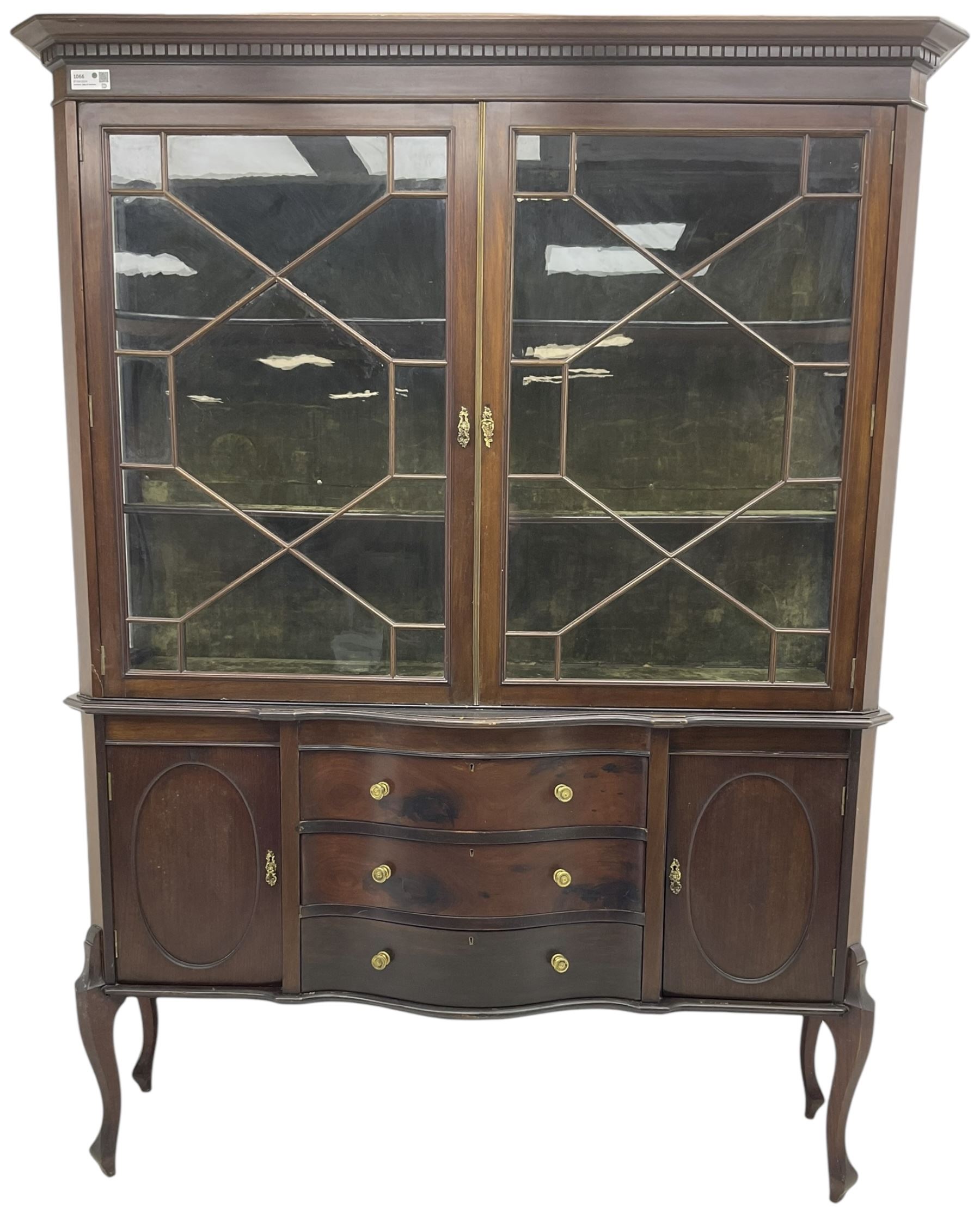 Late 19th century mahogany display cabinet on stand