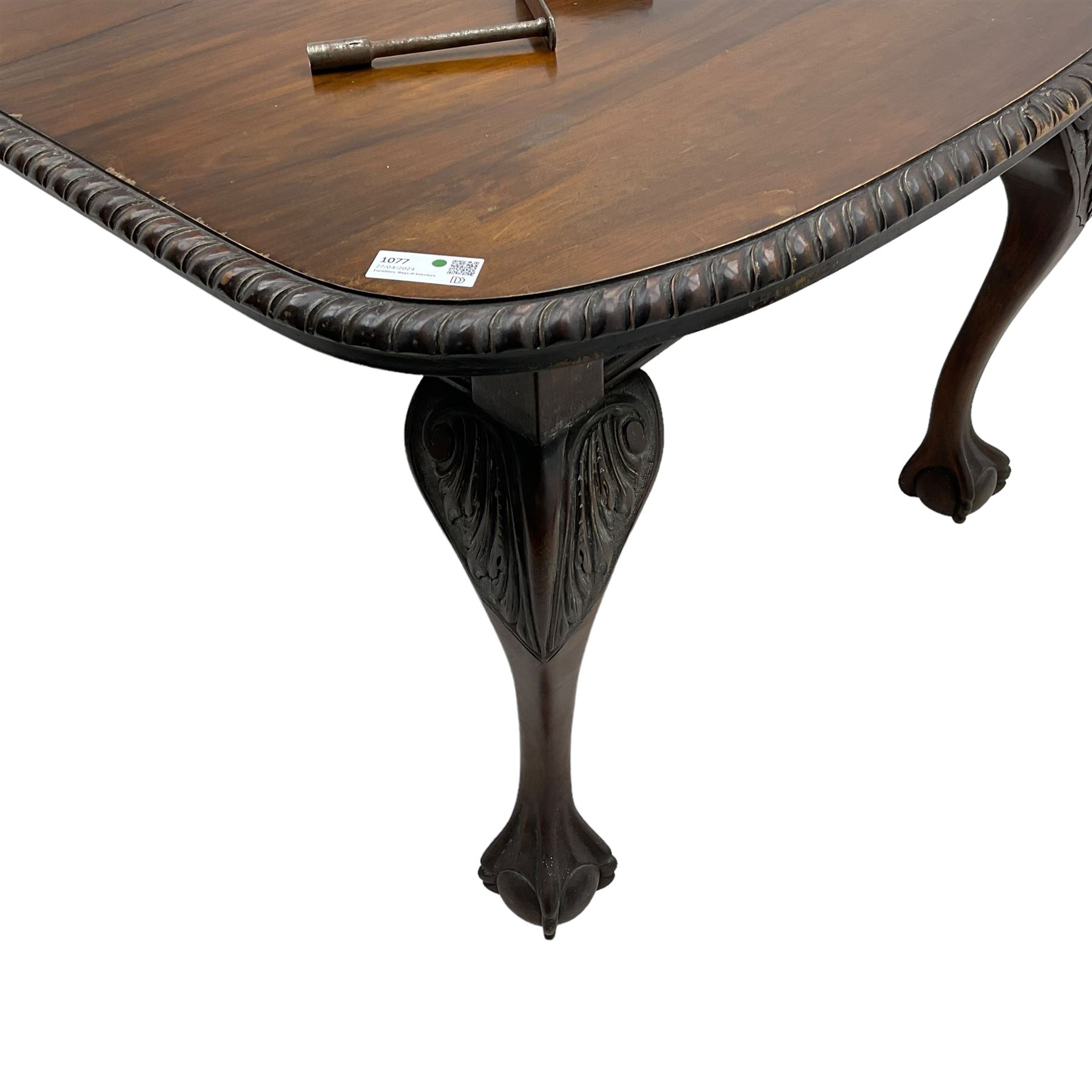 Early 20th century Georgian design mahogany extending dining table - Image 6 of 8