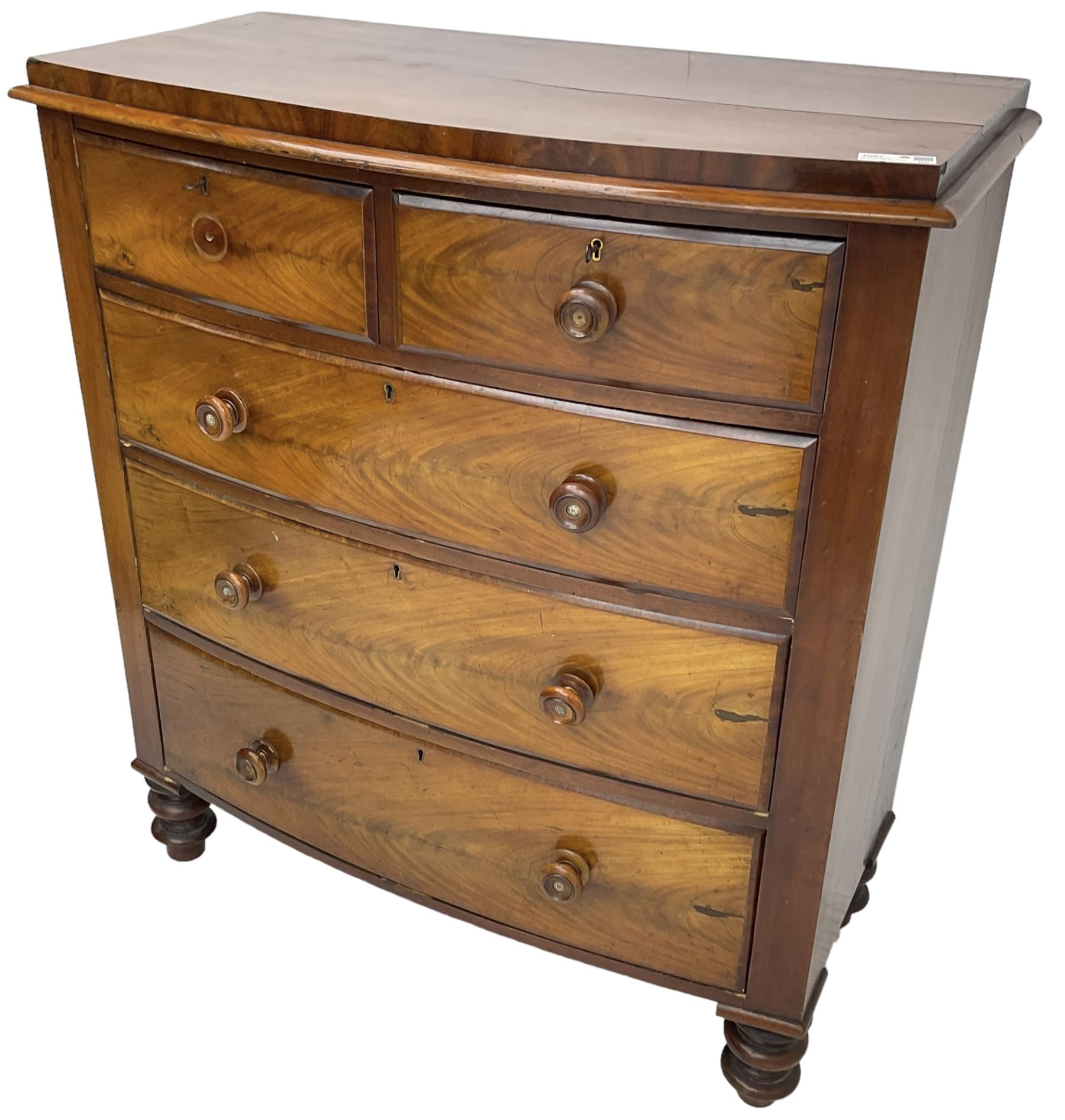 Victorian mahogany bow-front chest - Image 4 of 8