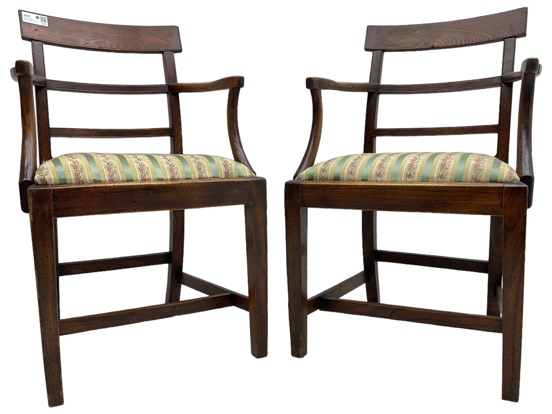 Pair of 19th century elm elbow chairs
