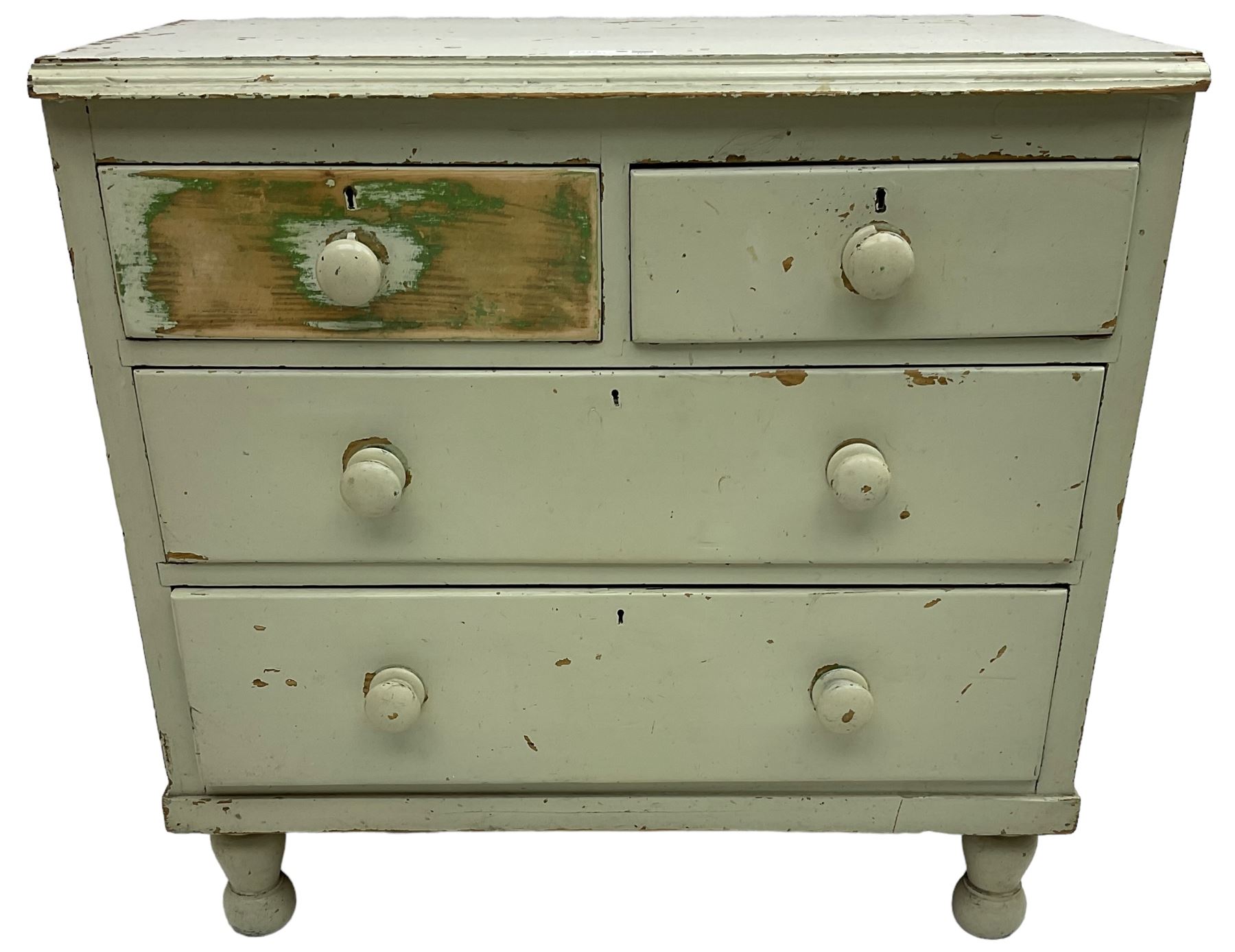Victorian painted pine chest - Image 2 of 6