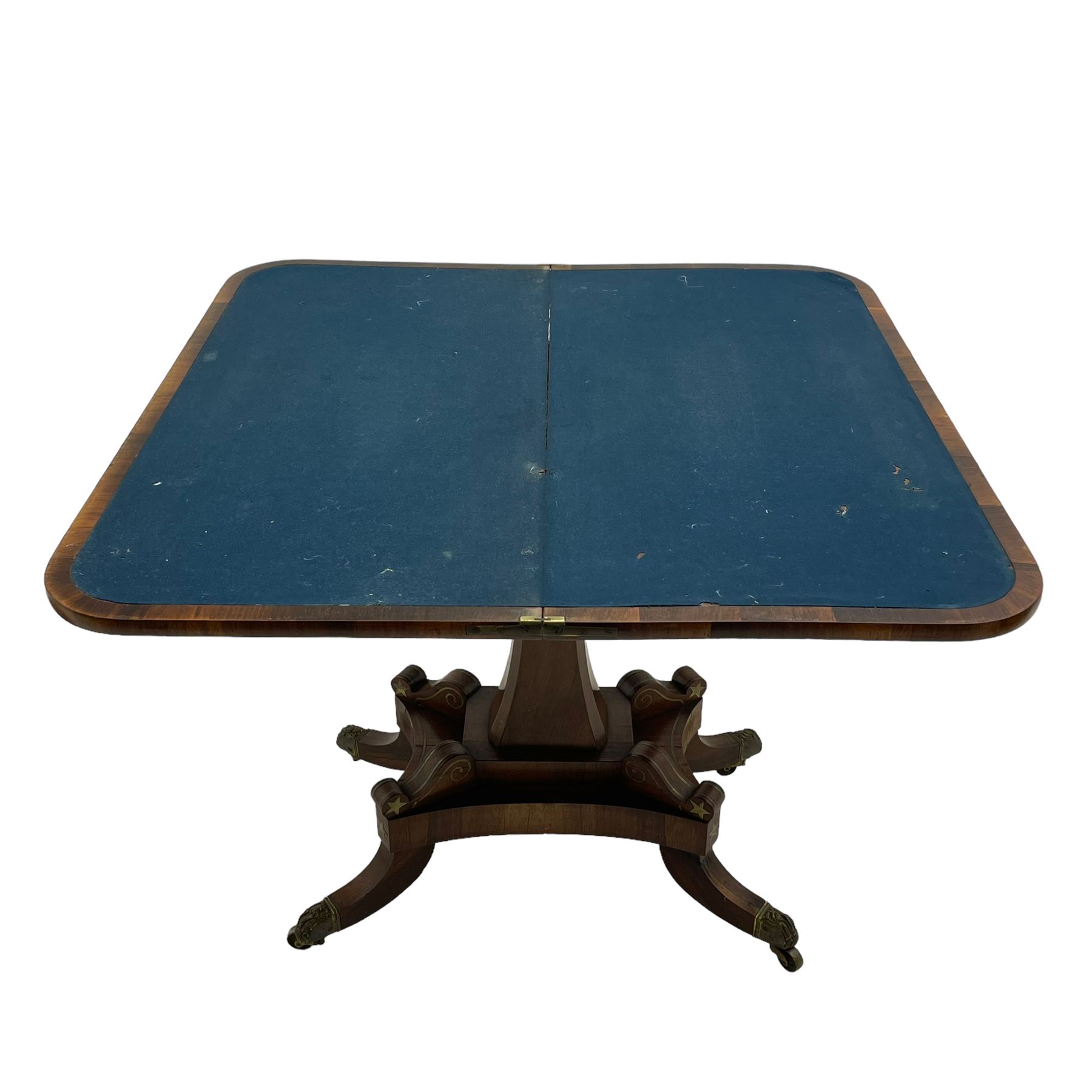 Regency rosewood and brass inlaid card table - Image 13 of 15