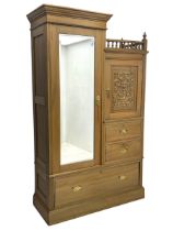 Late Victorian satin walnut compendium wardrobe