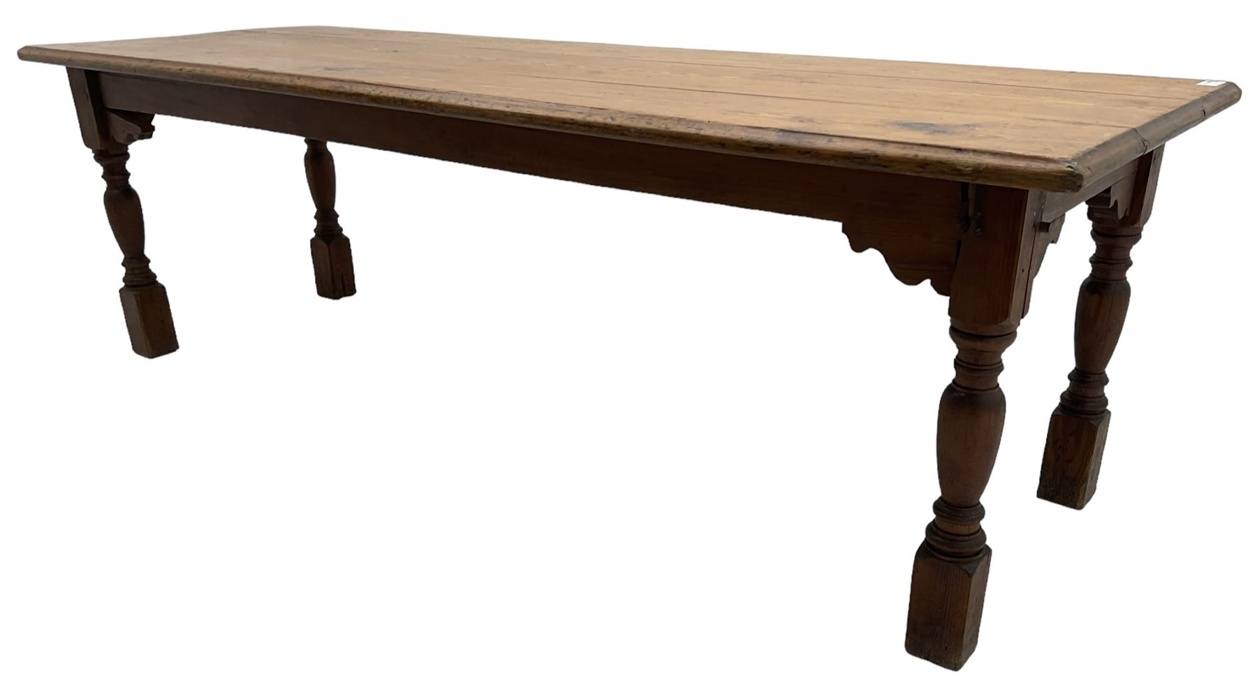 Large Victorian pitch pine farmhouse table - Image 4 of 6