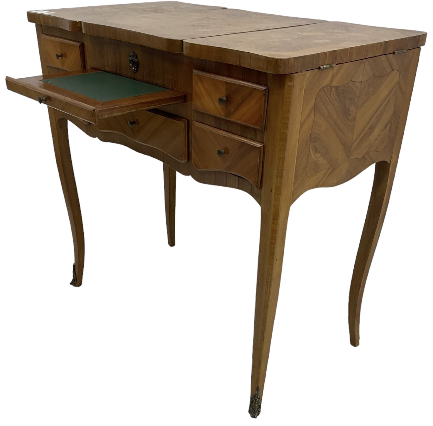 French inlaid walnut dressing table - Image 5 of 7