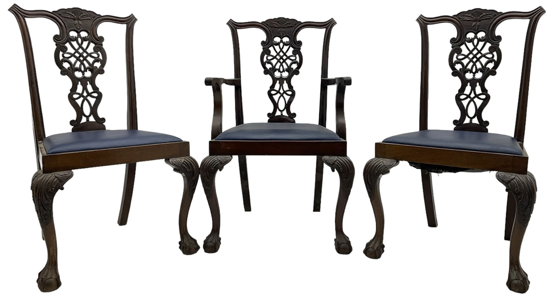 Set of six (5+1) Chippendale design mahogany dining chairs - Image 3 of 8