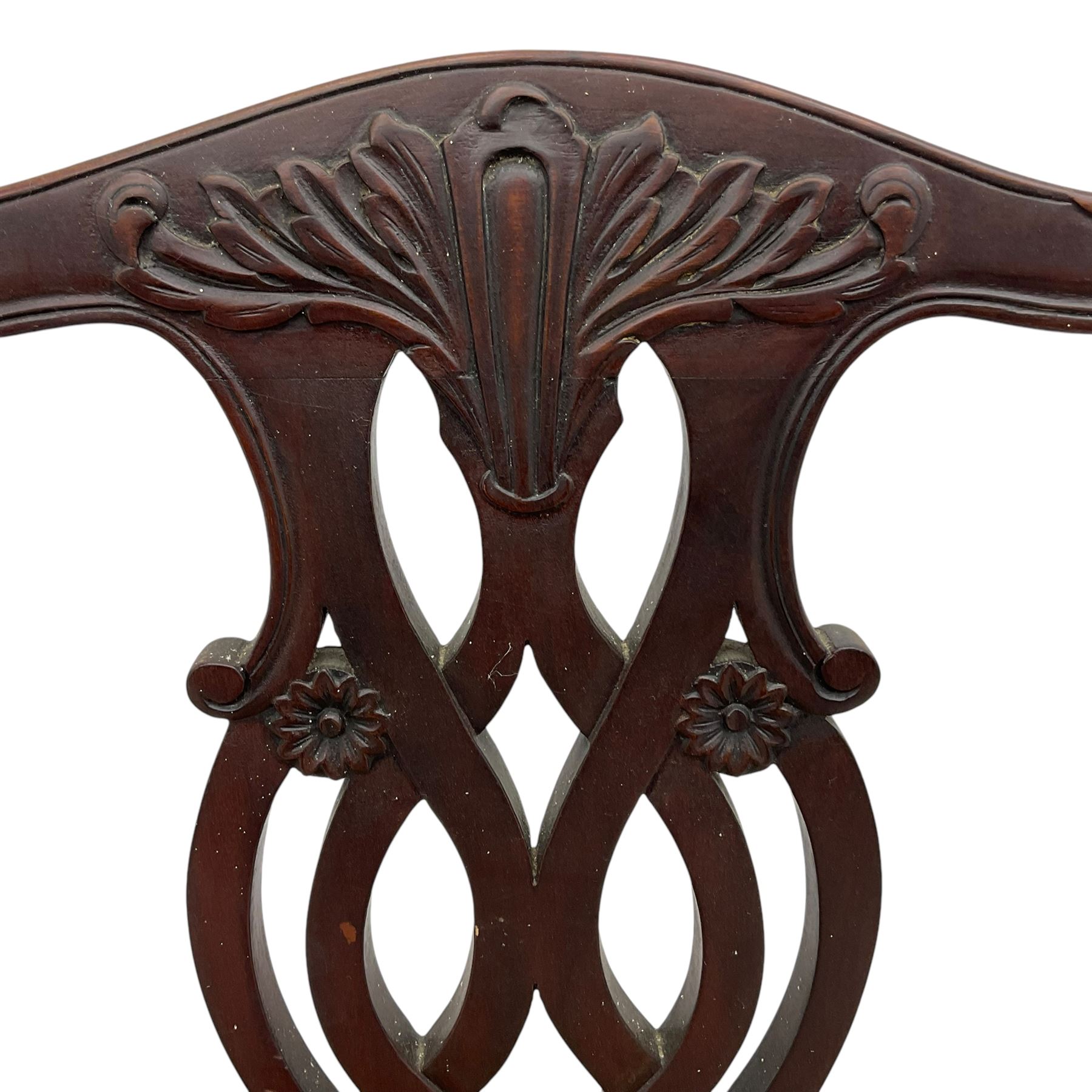 Set of eight (6+2) early 20th century Chippendale design mahogany dining chairs - Image 9 of 14