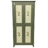 Laurel green and cream painted pine cupboard