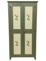Laurel green and cream painted pine cupboard