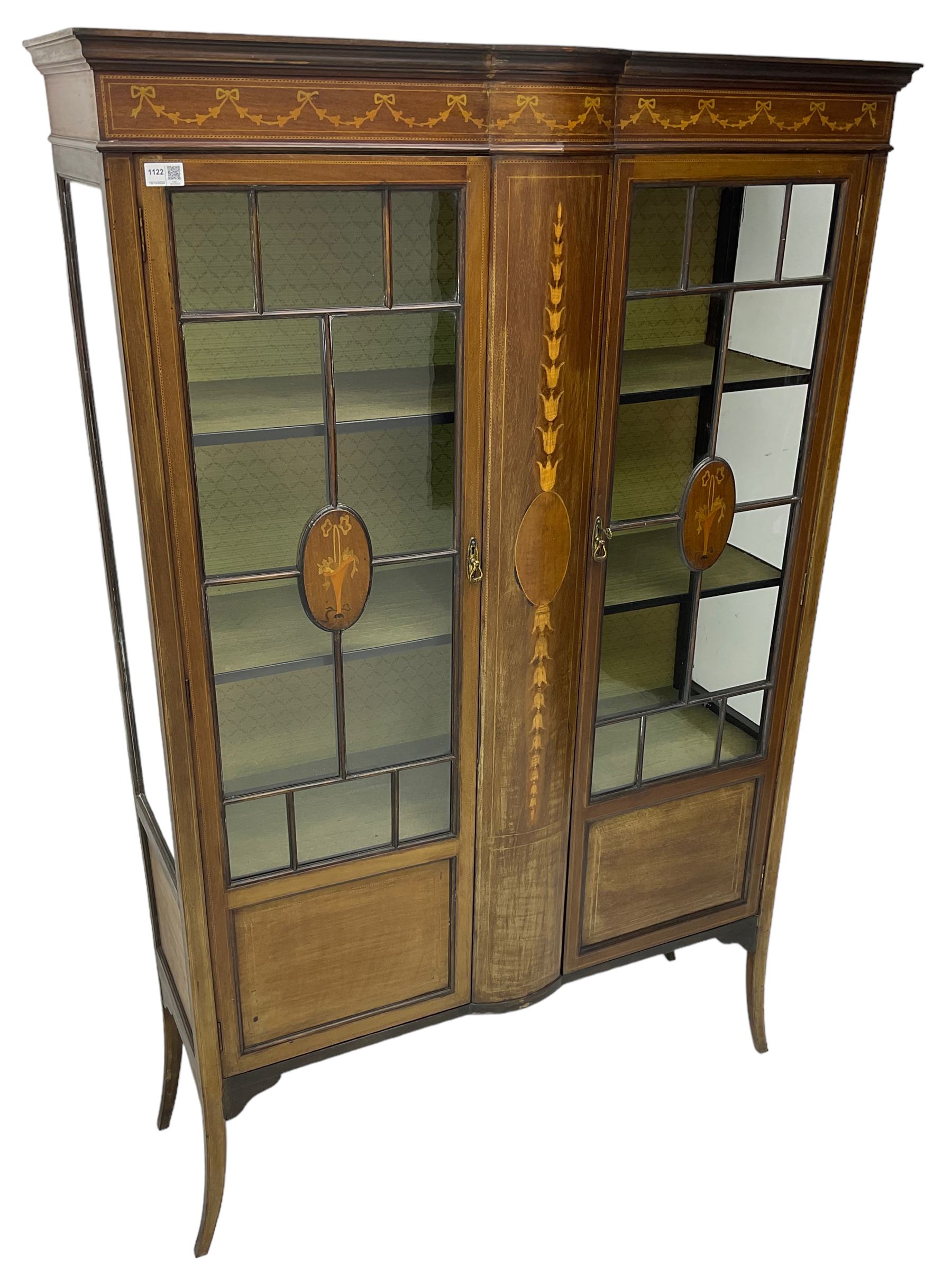 Edwardian inlaid mahogany display cabinet - Image 9 of 9