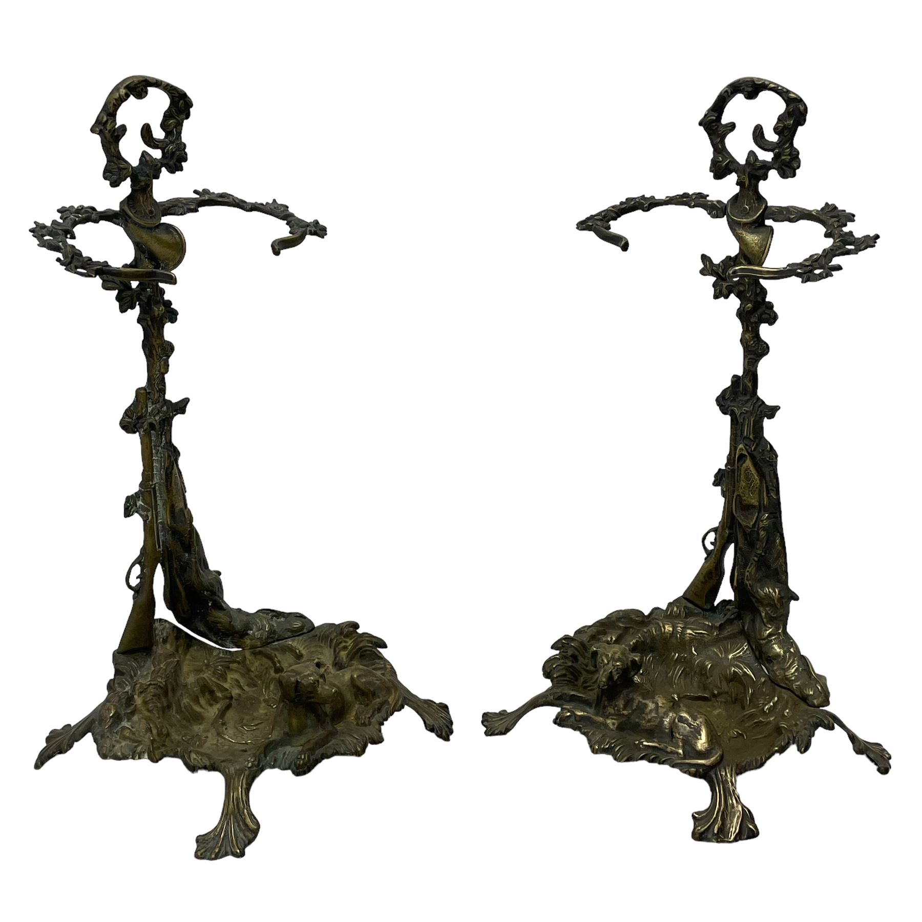 Pair of cast brass hallway umbrella or stick stands - Image 8 of 10