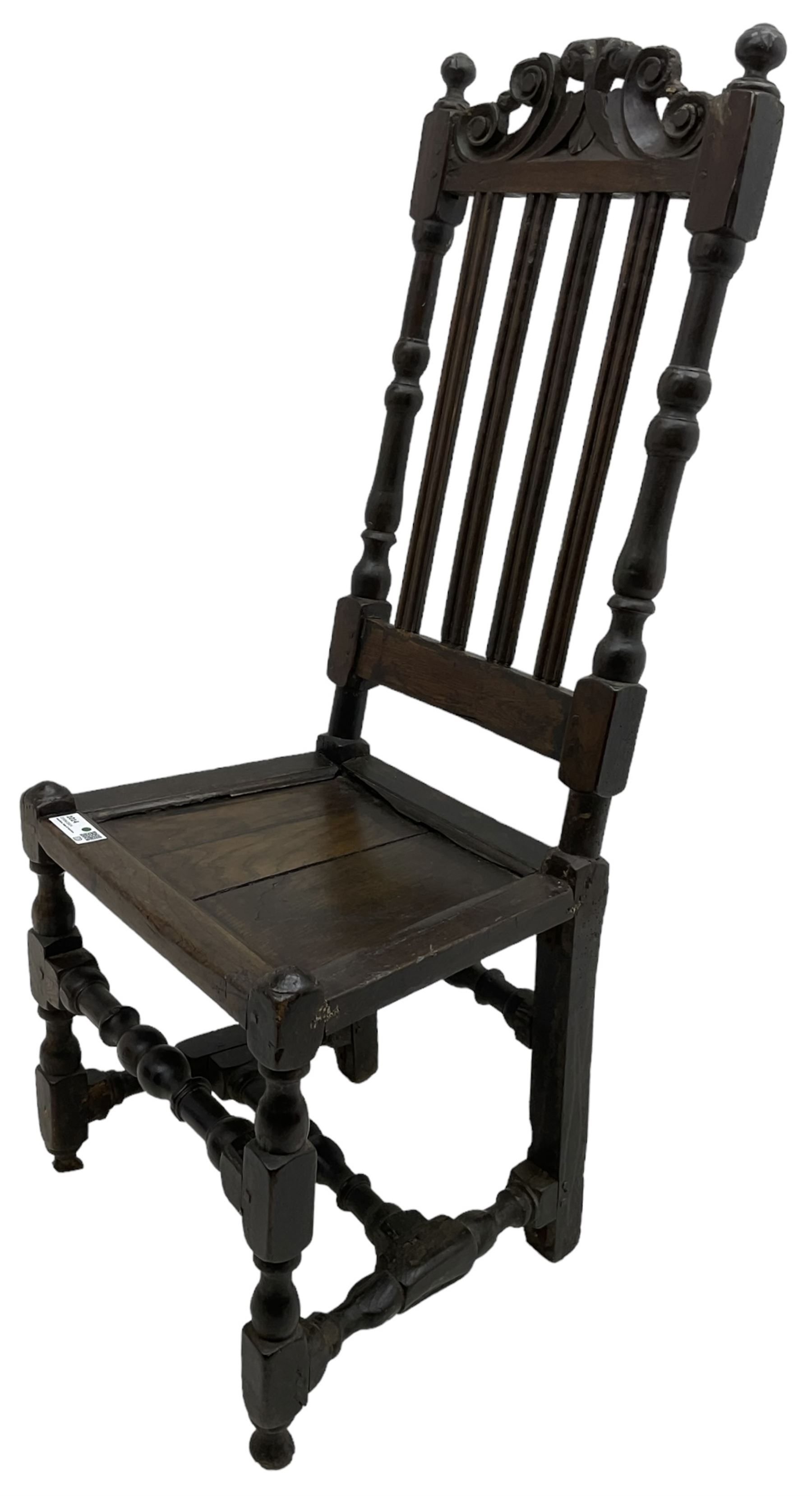 Jacobean oak hall chair - Image 2 of 5