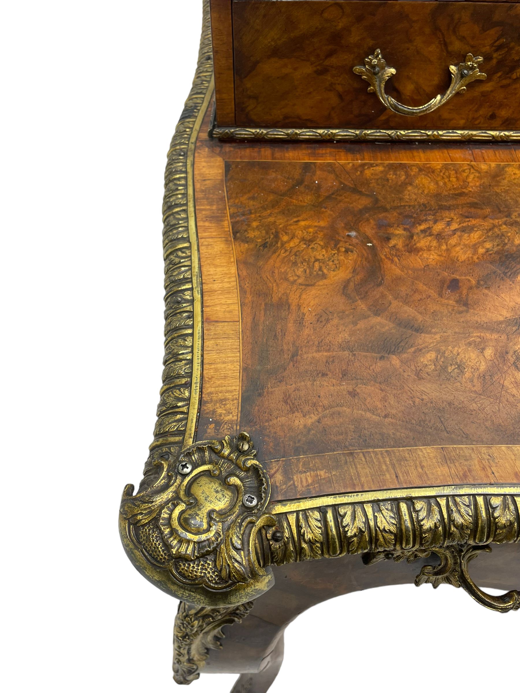 Late 19th to early 20th century French figured walnut writing desk - Image 7 of 13