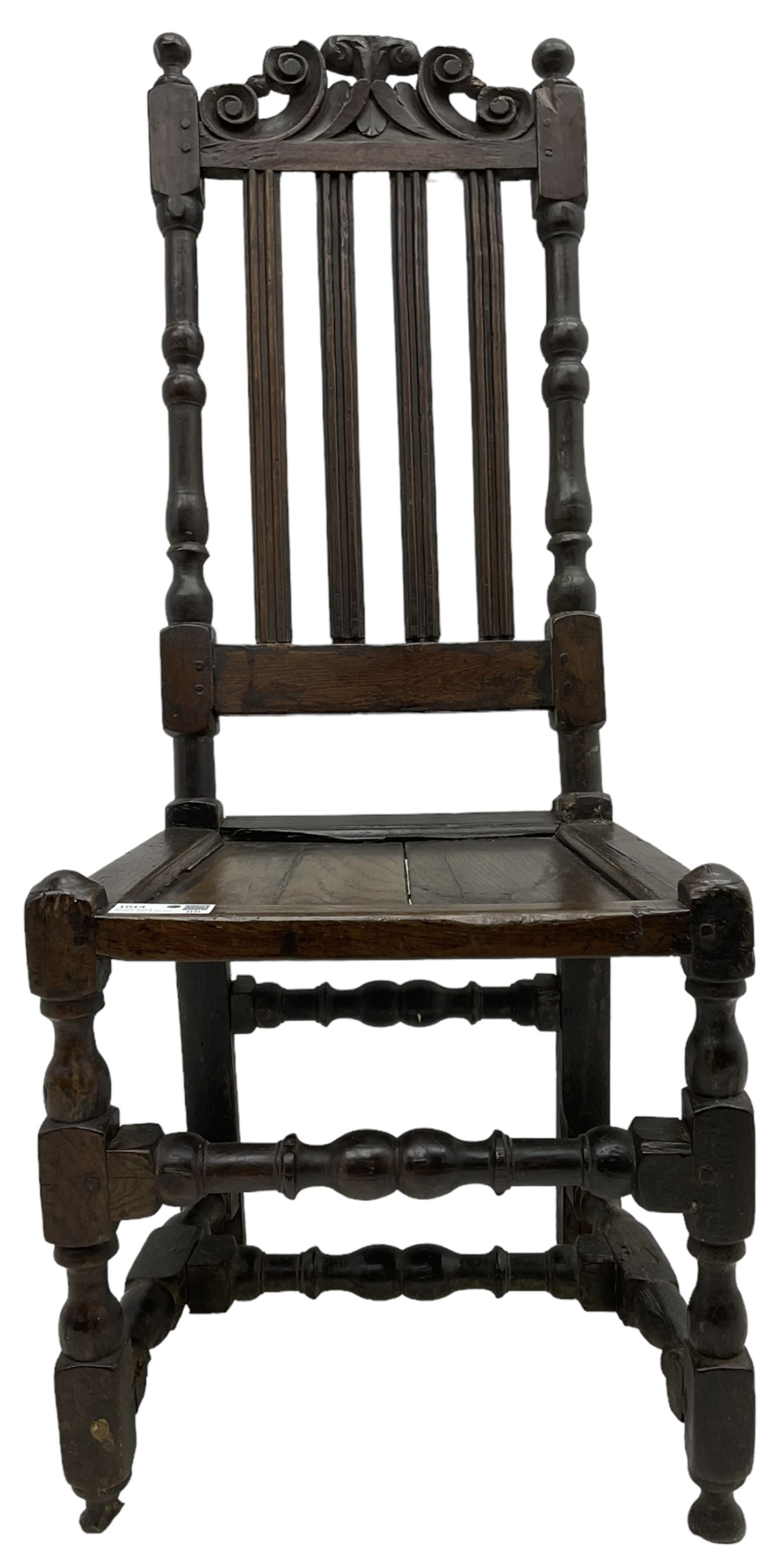 Jacobean oak hall chair - Image 4 of 5