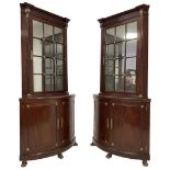 Pair of French Empire design corner cabinets