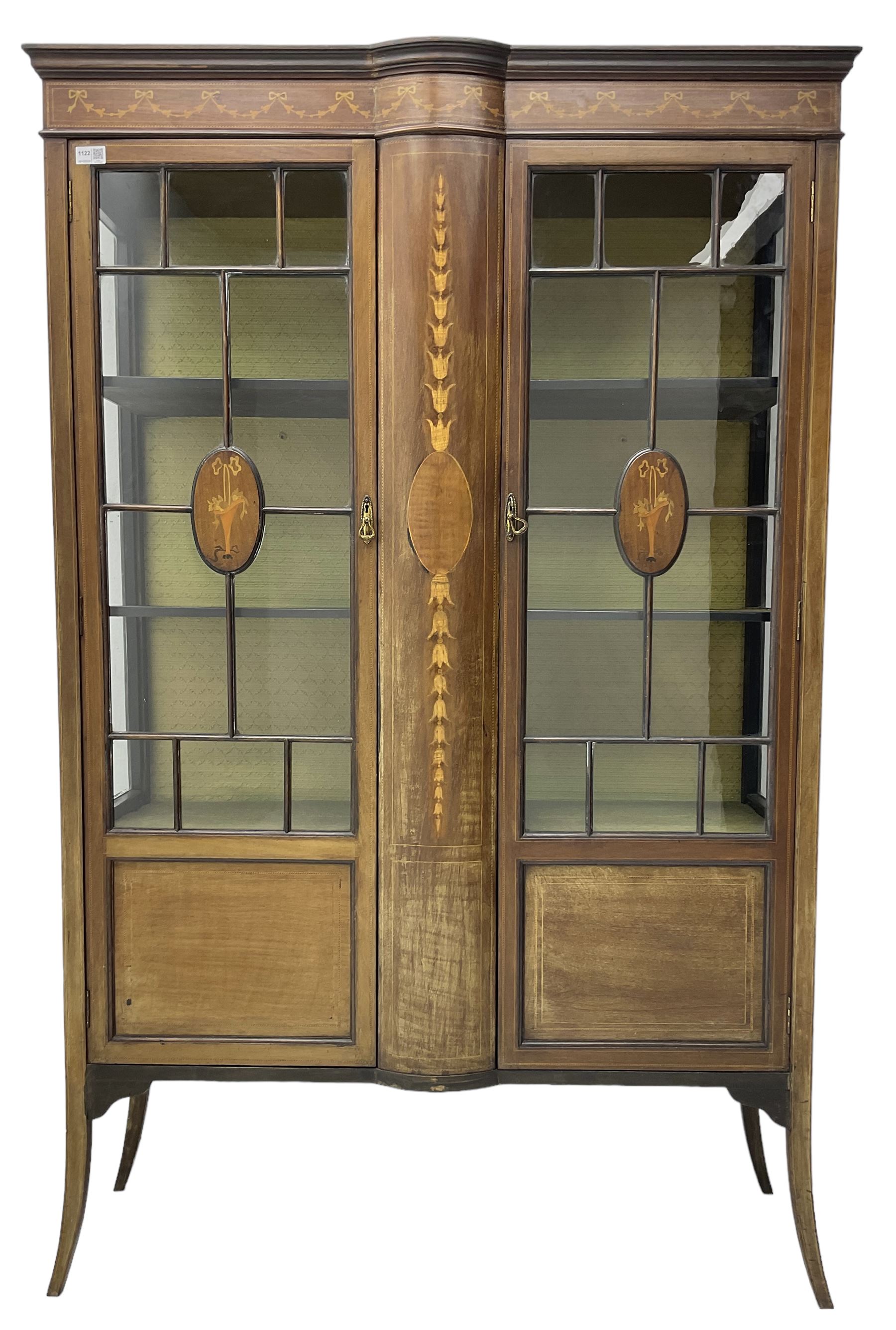 Edwardian inlaid mahogany display cabinet