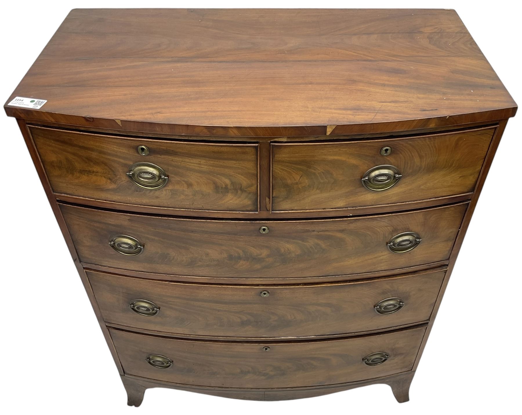 Victorian mahogany bow-front chest - Image 6 of 8