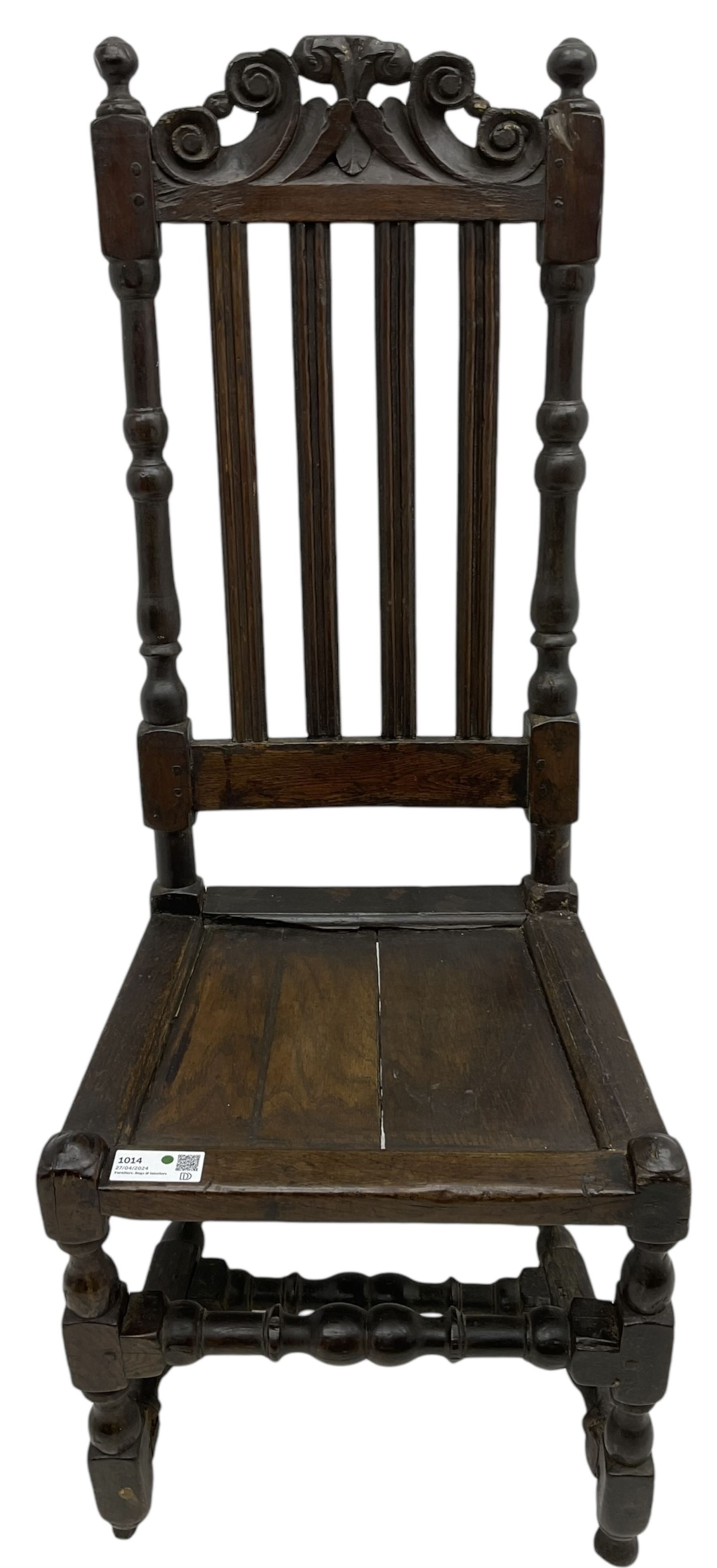 Jacobean oak hall chair - Image 5 of 5